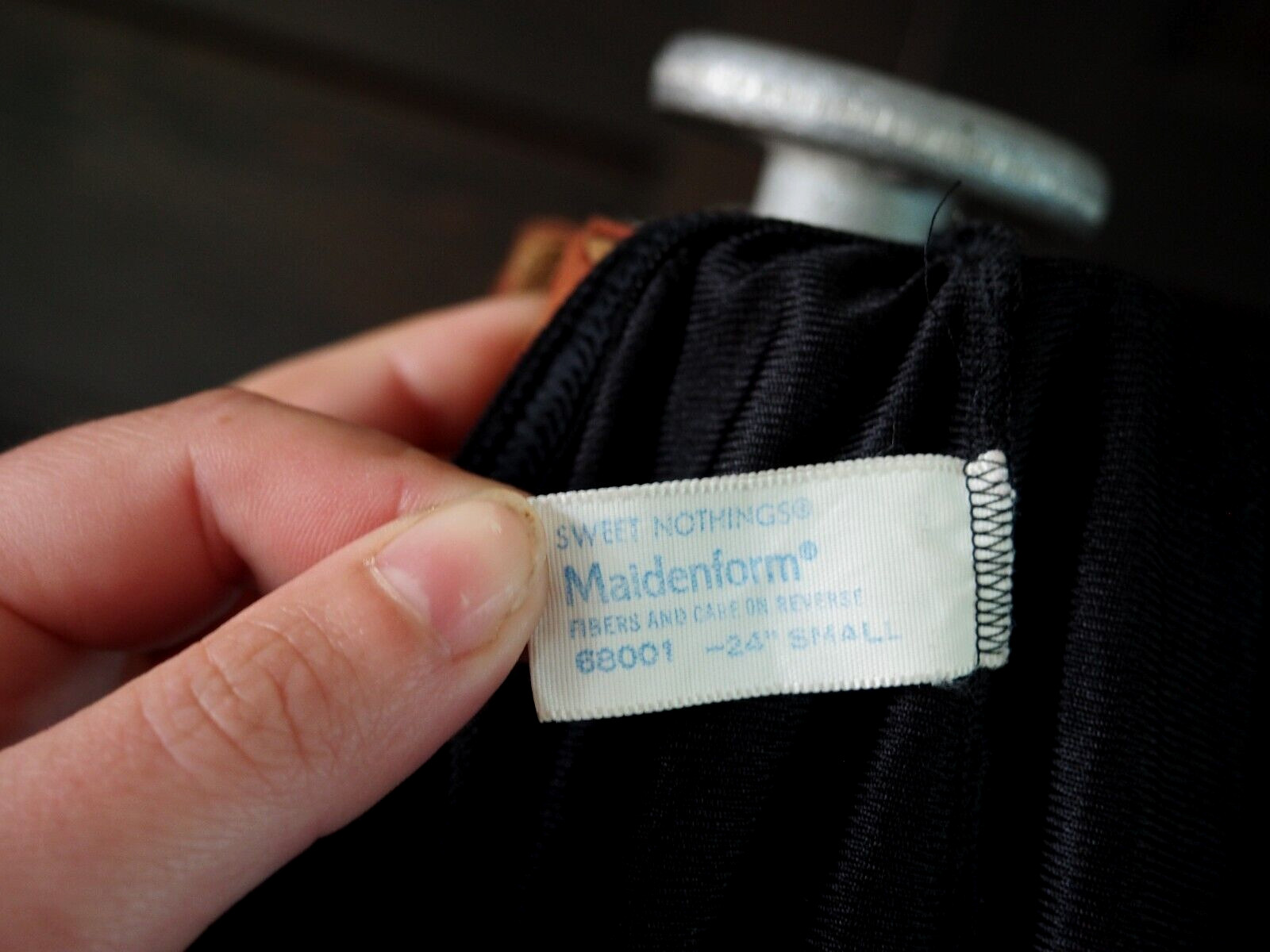VTG 50s 60s Maidenform Black Satin Slit Half Slip Skirt ILGWU Elastic Waist XS/S