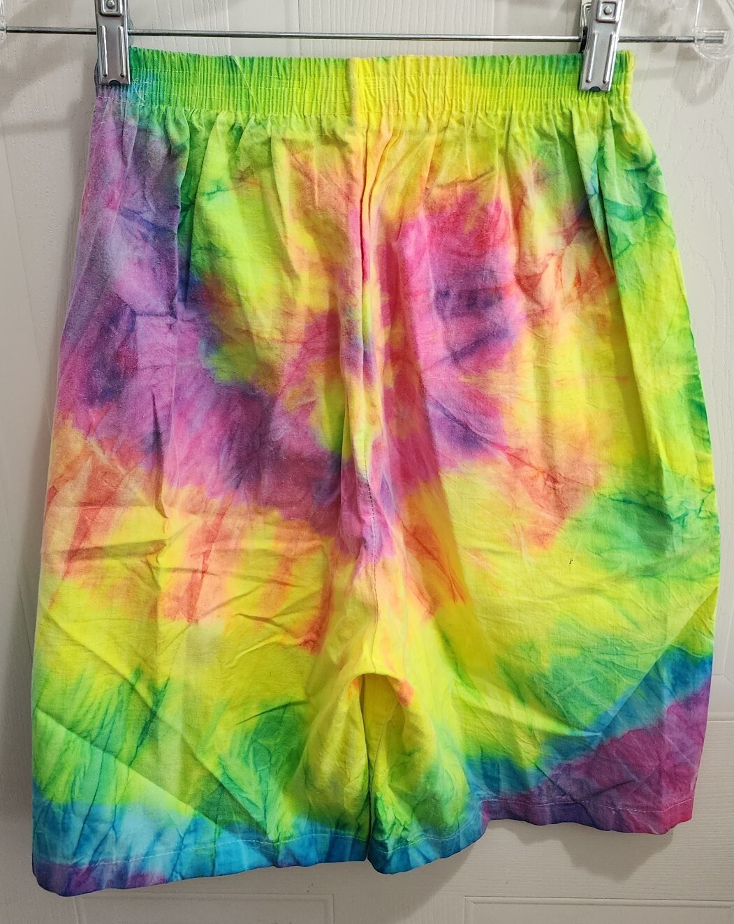 Vintage In Gear Bermuda Shorts Bright Multicolor Tie Dye Elastic Waistband OSFM