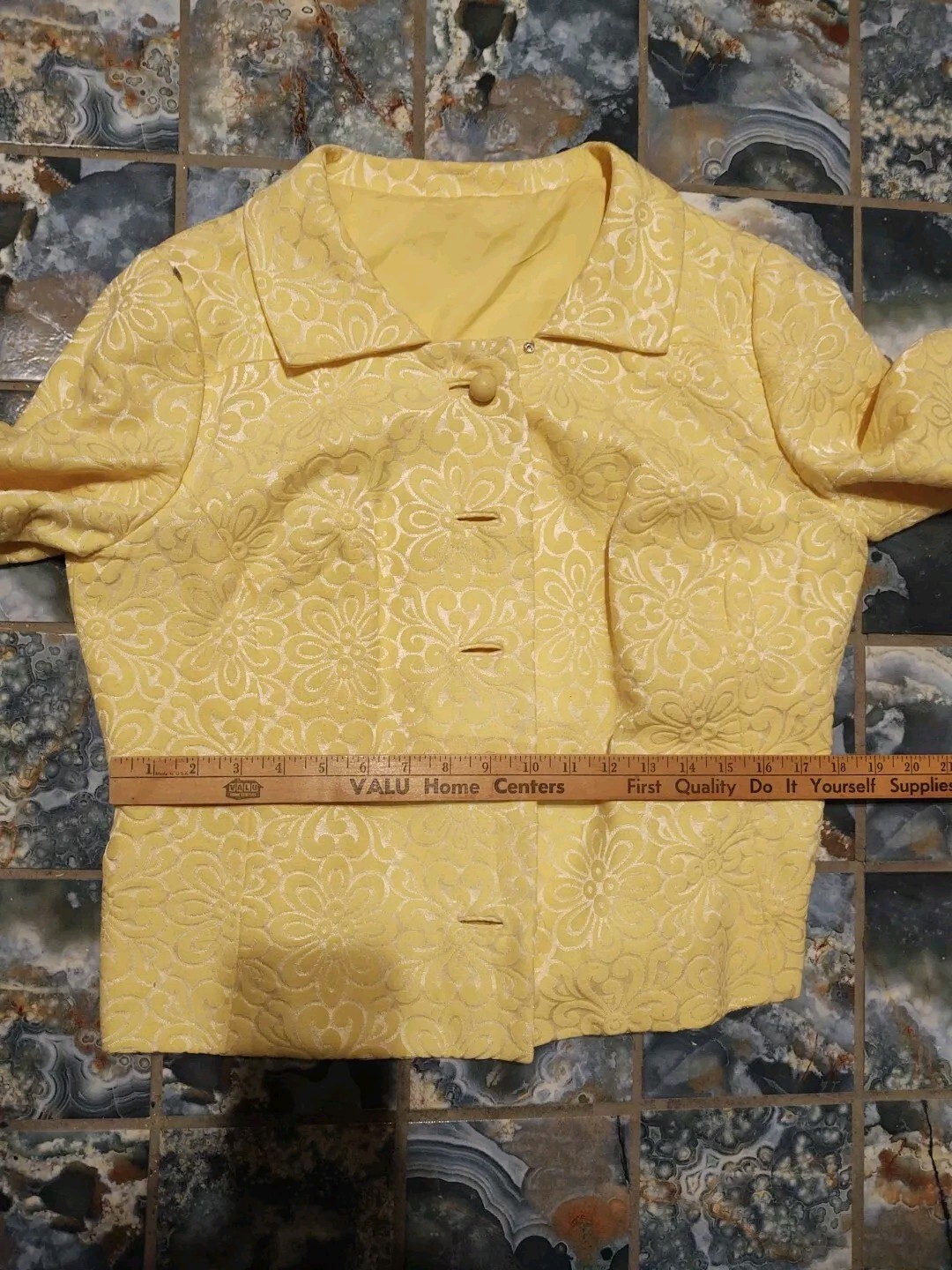 Vintage 1960s Elinor Gay Original Bright Yellow Shift Dress W/Jacket Sz 18
