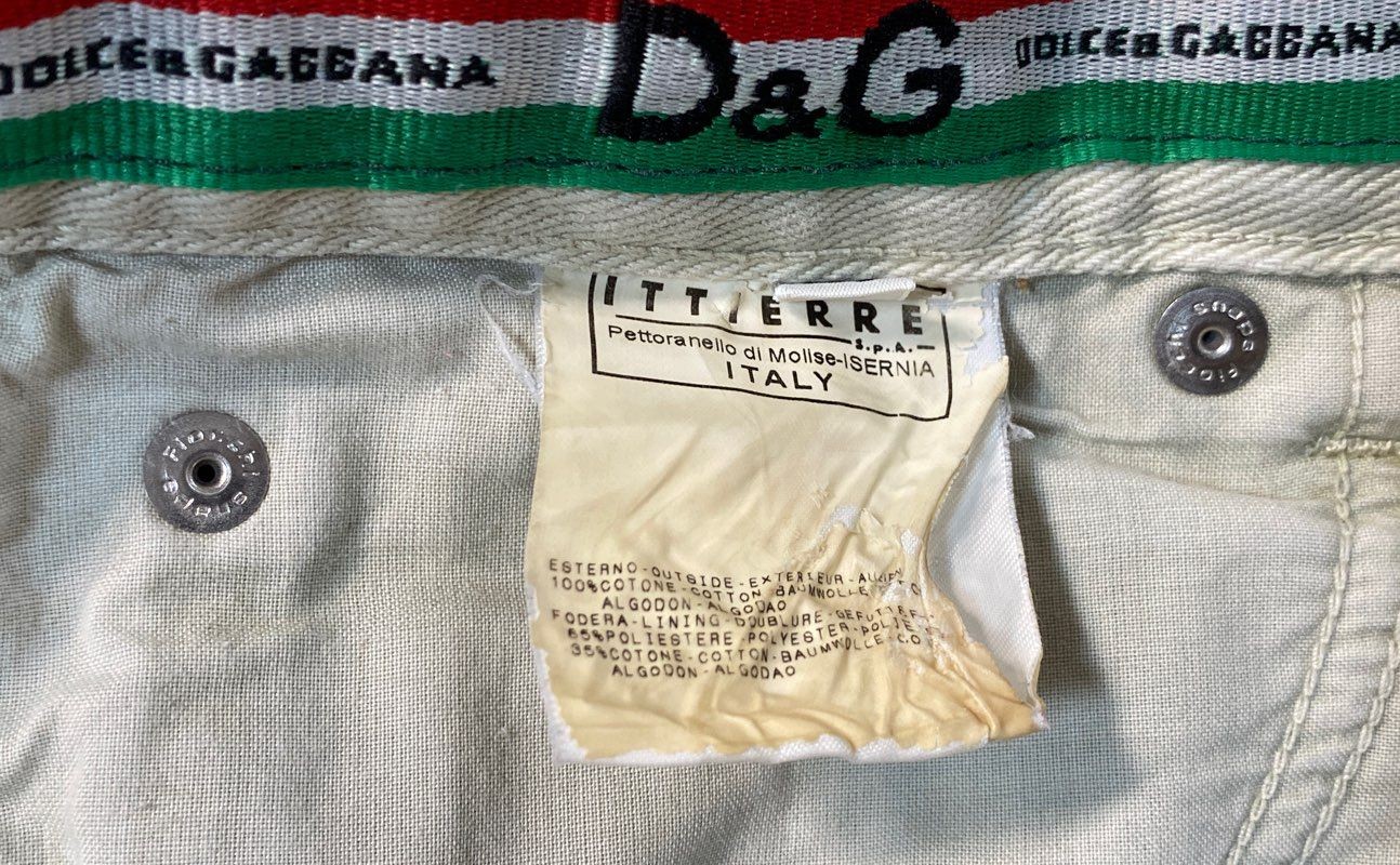 Vintage 90s D&G Dolce & Gabbana Women’s Beige Pleated Denim Mini Skirt Sz 26/40