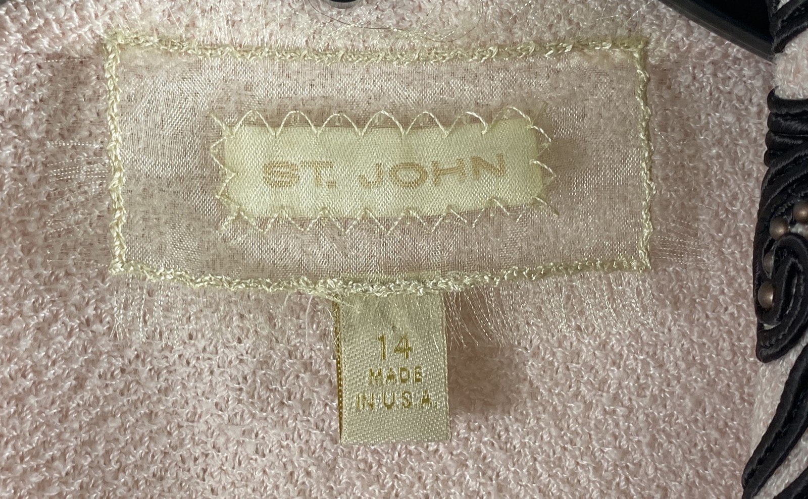 St. John Women’s Pink Soutache Beaded Santana Knit Blazer Jacket Size 14