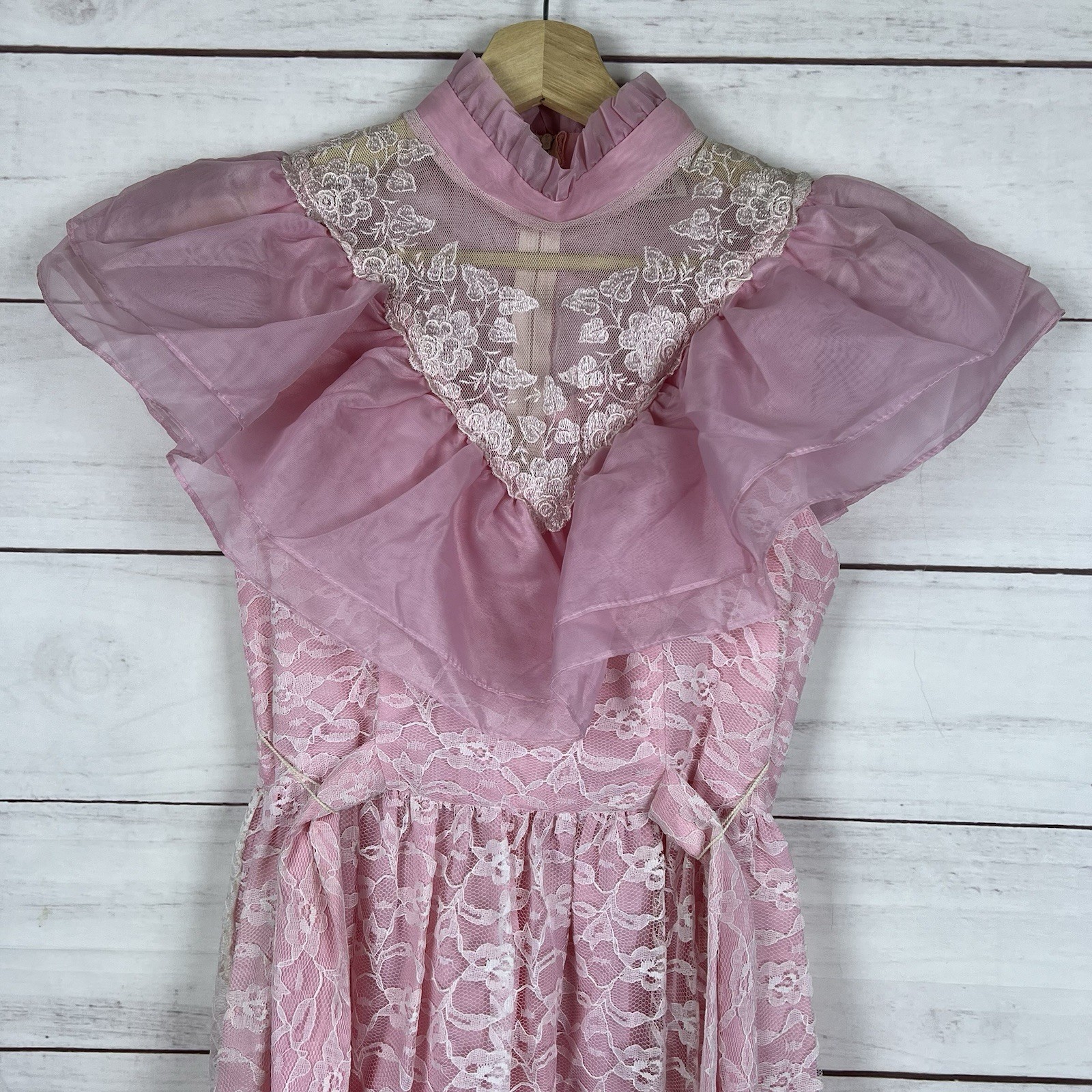 Vintage Vicky Vaughn Junior Dress Pink Size 9 ILGWU Union 70s 80s Small or XS