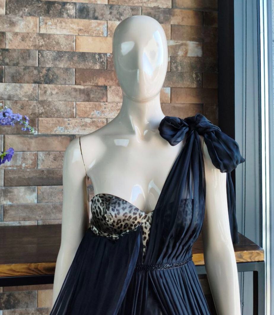 Vintage Silk Layered Evening Dress on Leopard Base Collection 2008 Size 1