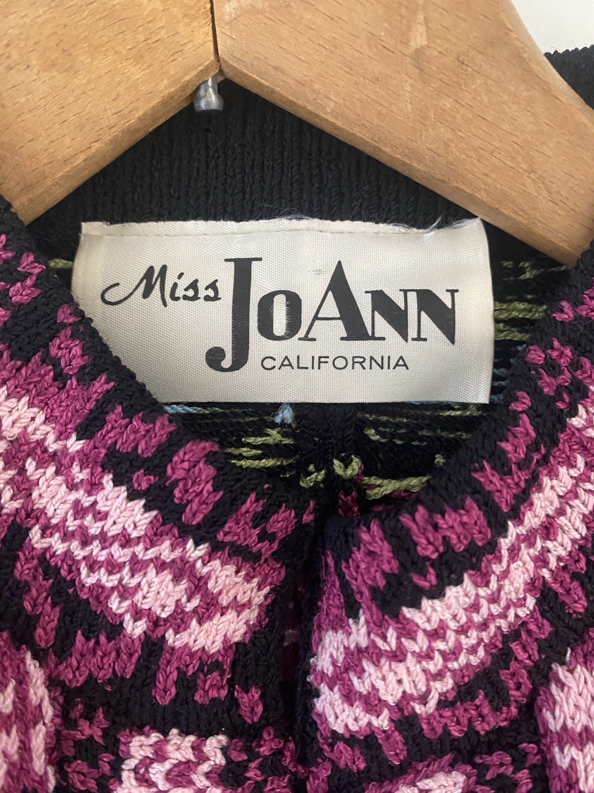Vintage 70s Miss Joann California Black Kimono Crochet Open Cardigan Multicolor