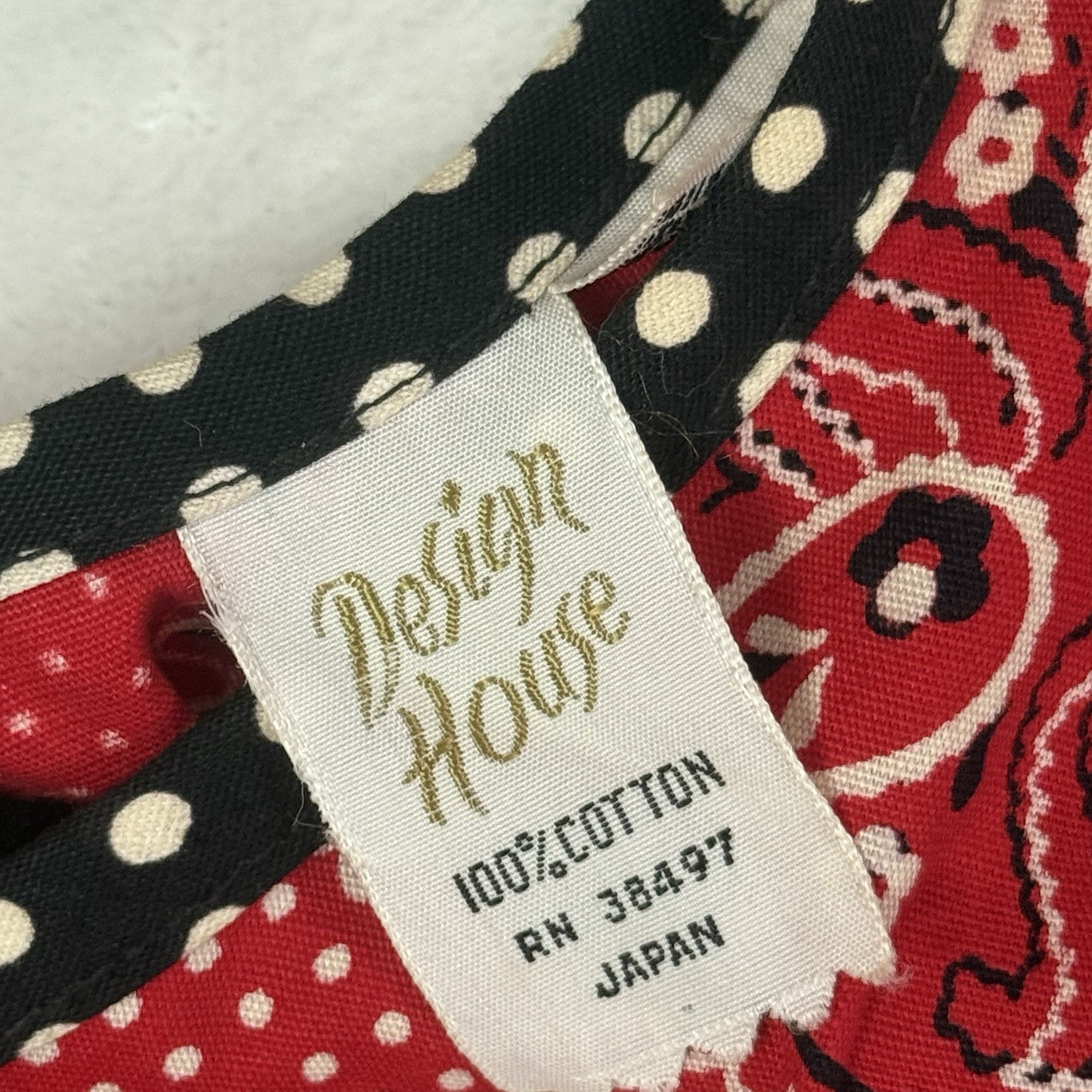 Design House1960s Red Bandana Sleeveless Pinafore Wrap Dress Apron Vintage