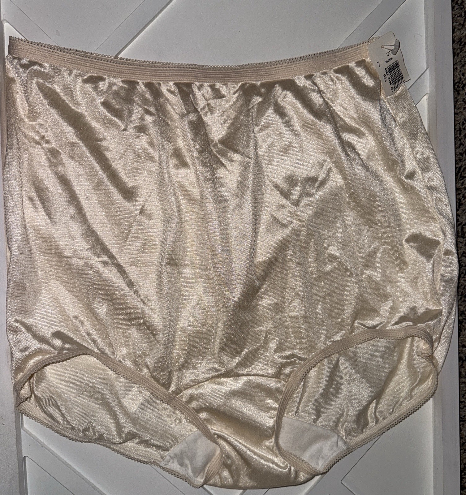 Lorraine Beige Panties Gusset Silky Nylon Granny Sissy Vintage Panty Sz 7 NWT