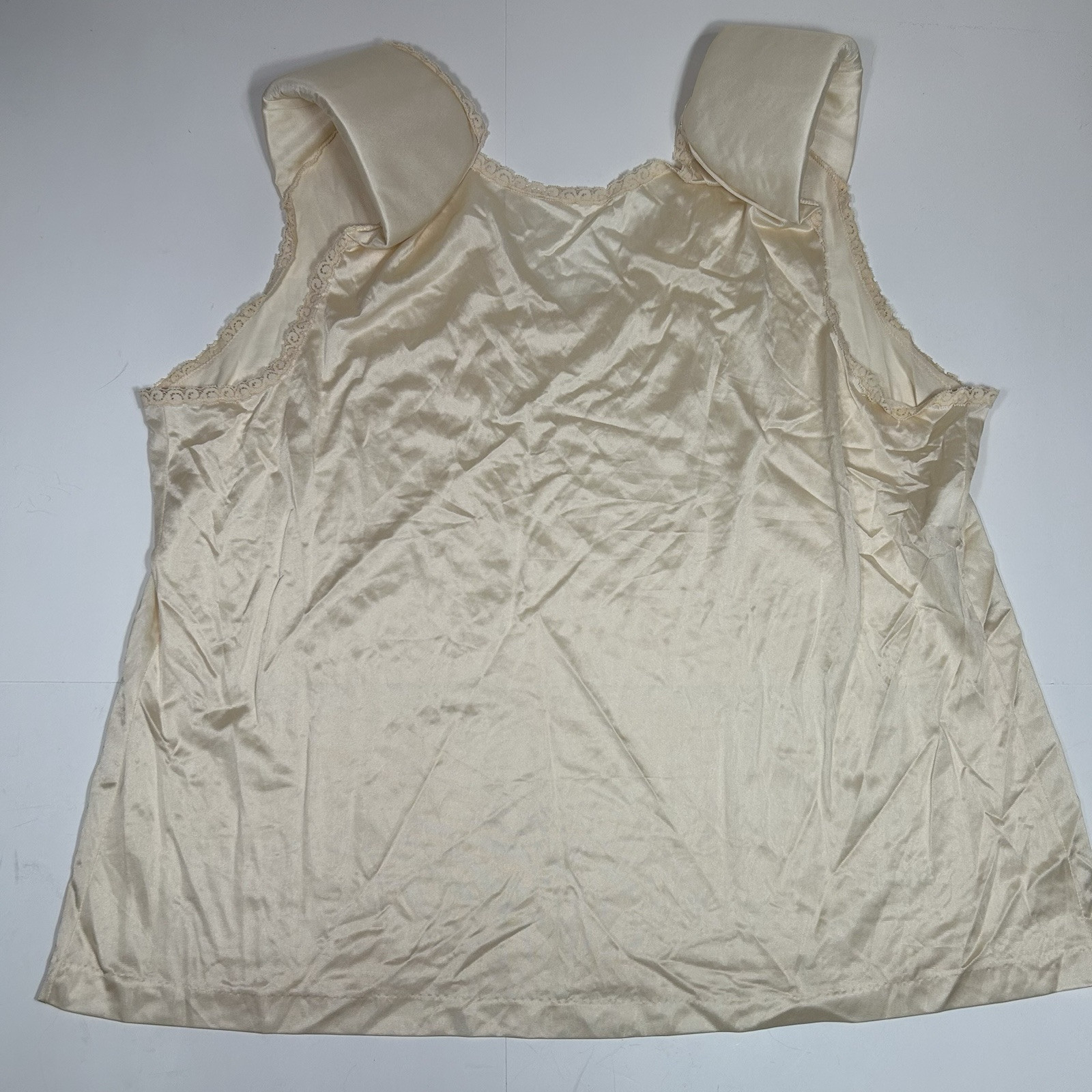 Vtg Jenelle Of California Lingerie Tan Beige Padded Shoulder Tank Top Sz 4X USA