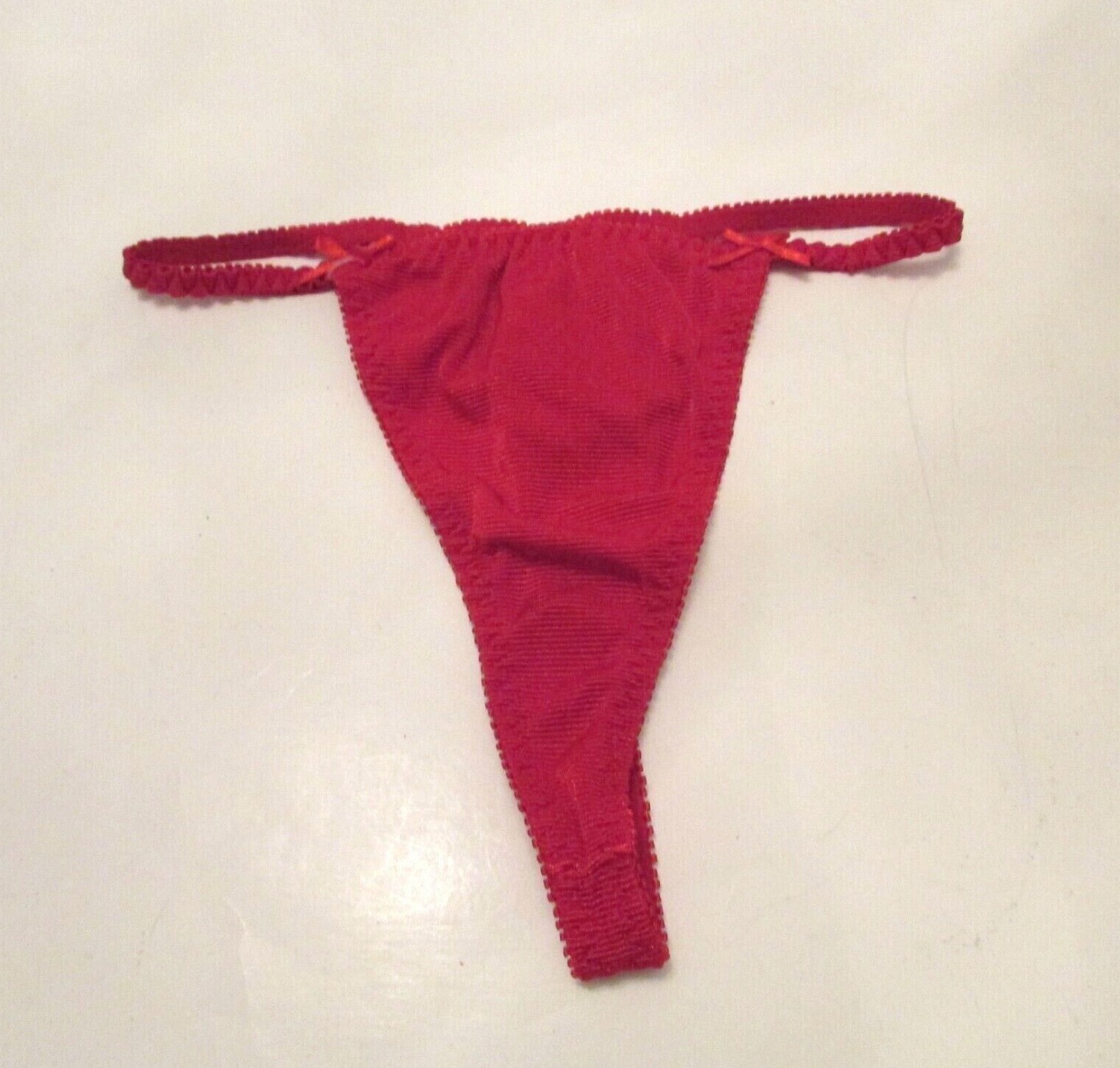Van Dale Red Ribbed Stretch Nylon Spandex Hipster String Bikini Panties fits S-L