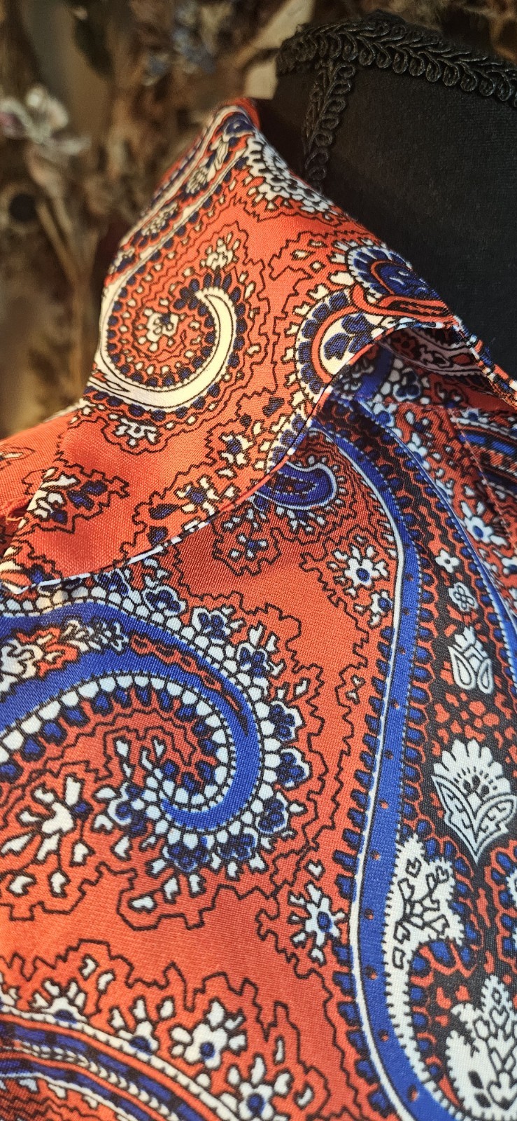 Vintage 197ps Paisley Dagger Collar Button Up Blouse As Is