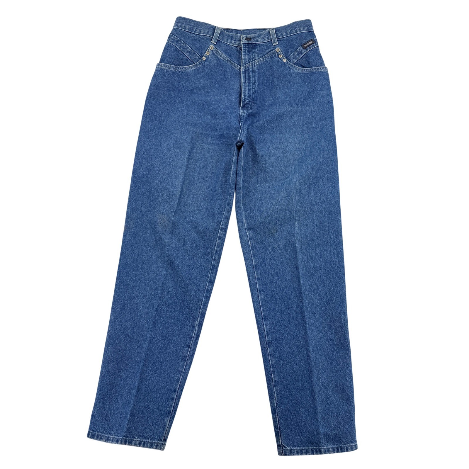 Vintage Rockies High Waisted Western Jeans Blue Tapered Leg Women Sz 17/18 M