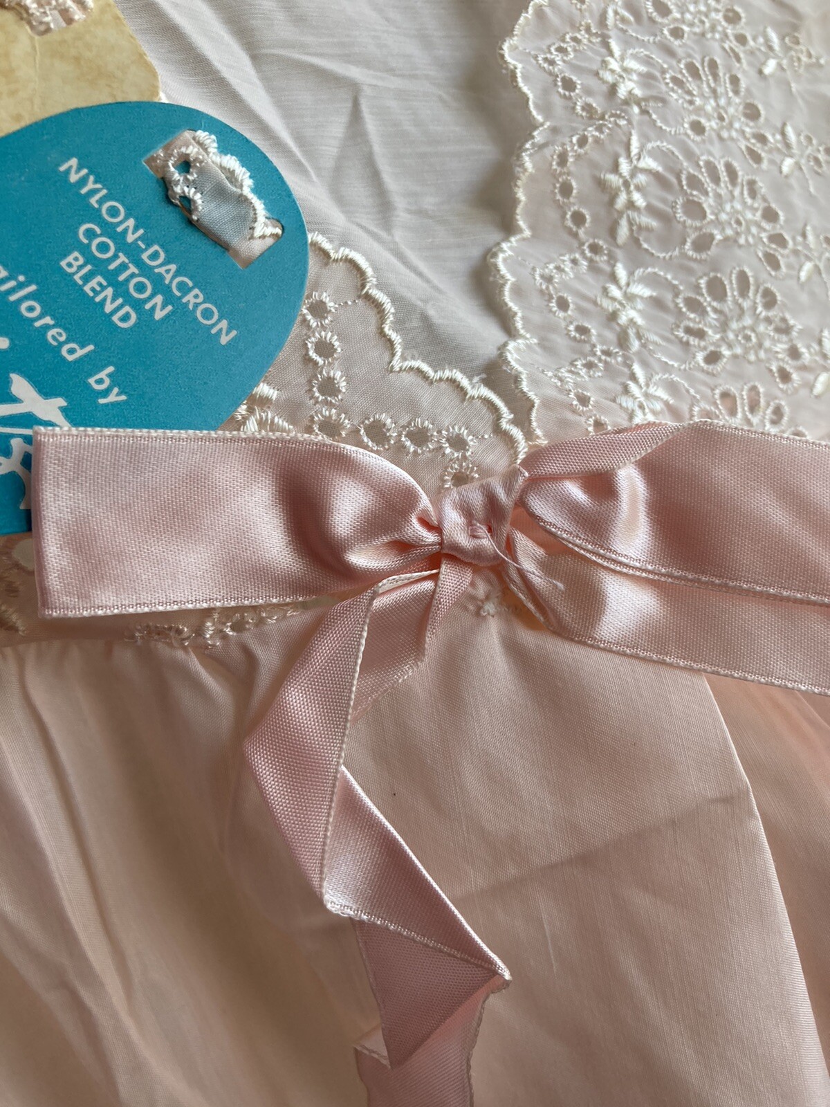 NWT Vtg 1950s KATZ Pink Cotton Nightgown Cottage Prairie Ruffles up to 38” Bust