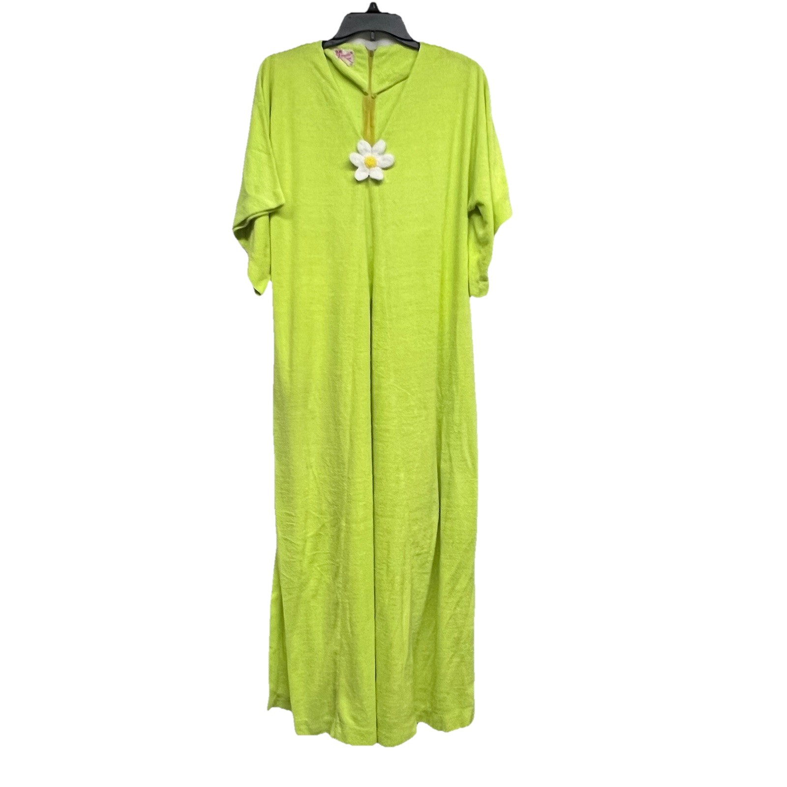 Vtg Bardinella Designs Women’s Long Cover Up Neon Yellow Terry Cloth Medium