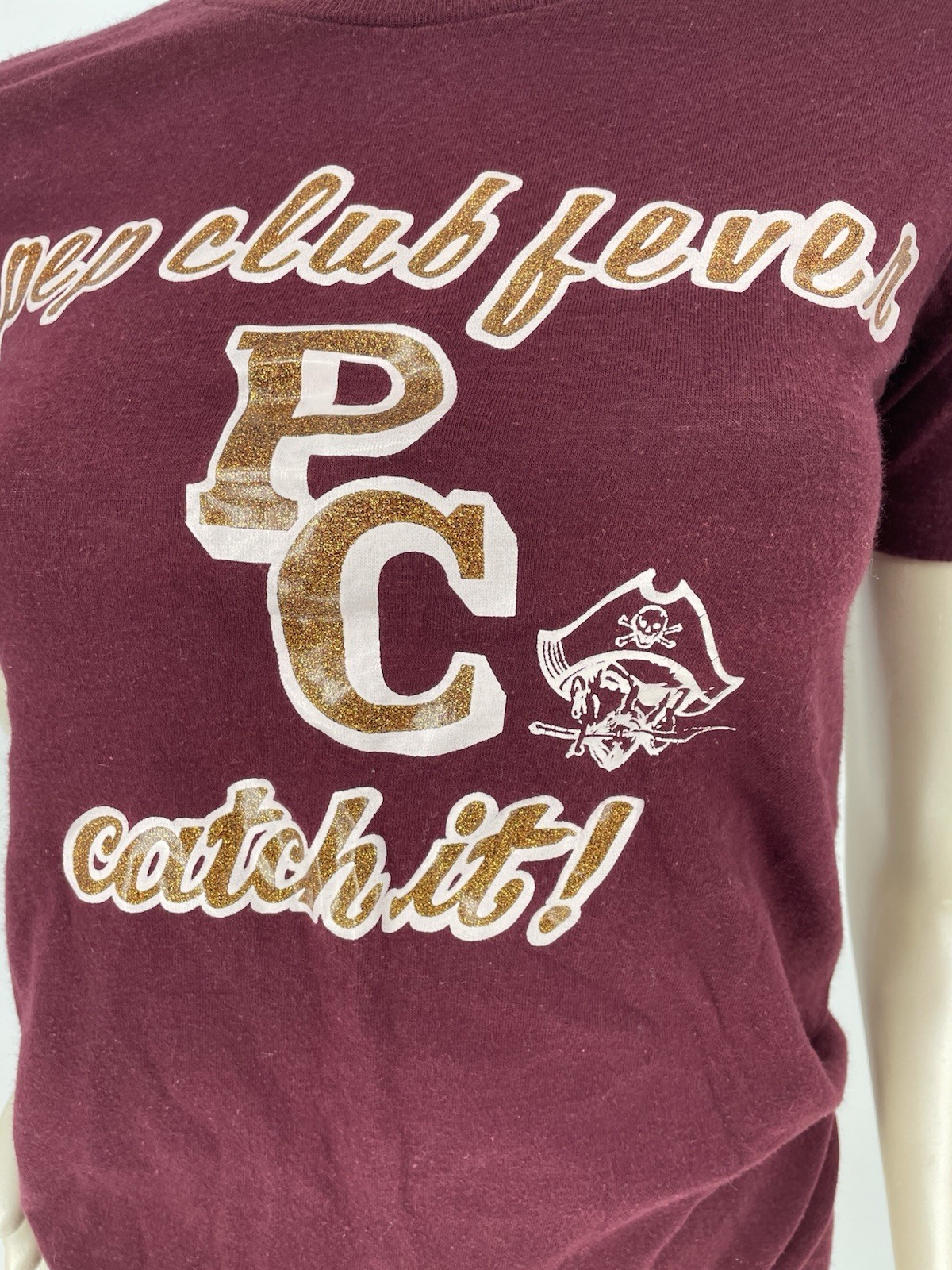 VTG 1970s Pep Club Glitter T Shirt Kentucky Hippie Indie High School sm/xs