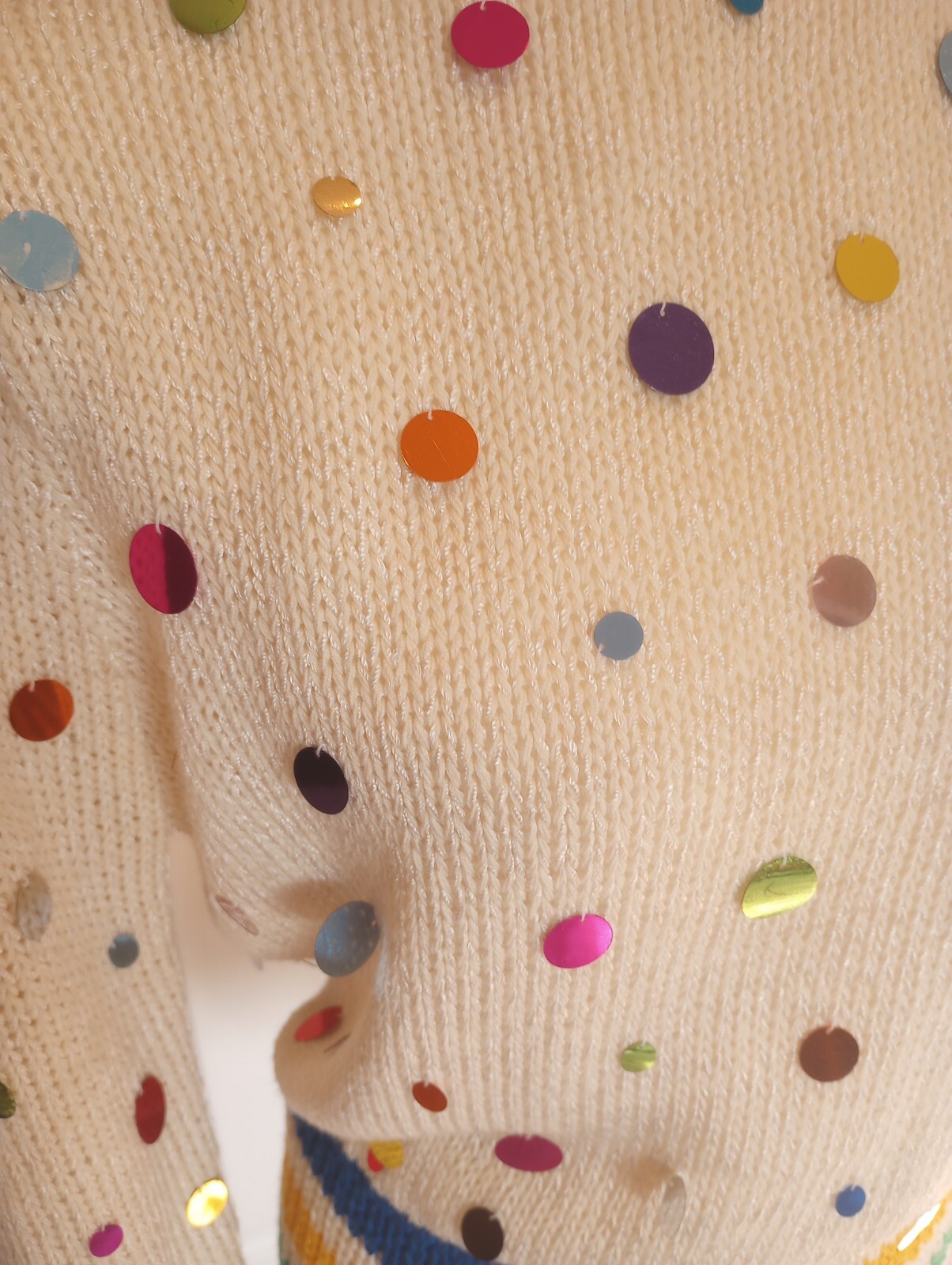 Vintage 1980’s Crazy Mieka Rainbow Colored Sweater With Sequins Size Medium