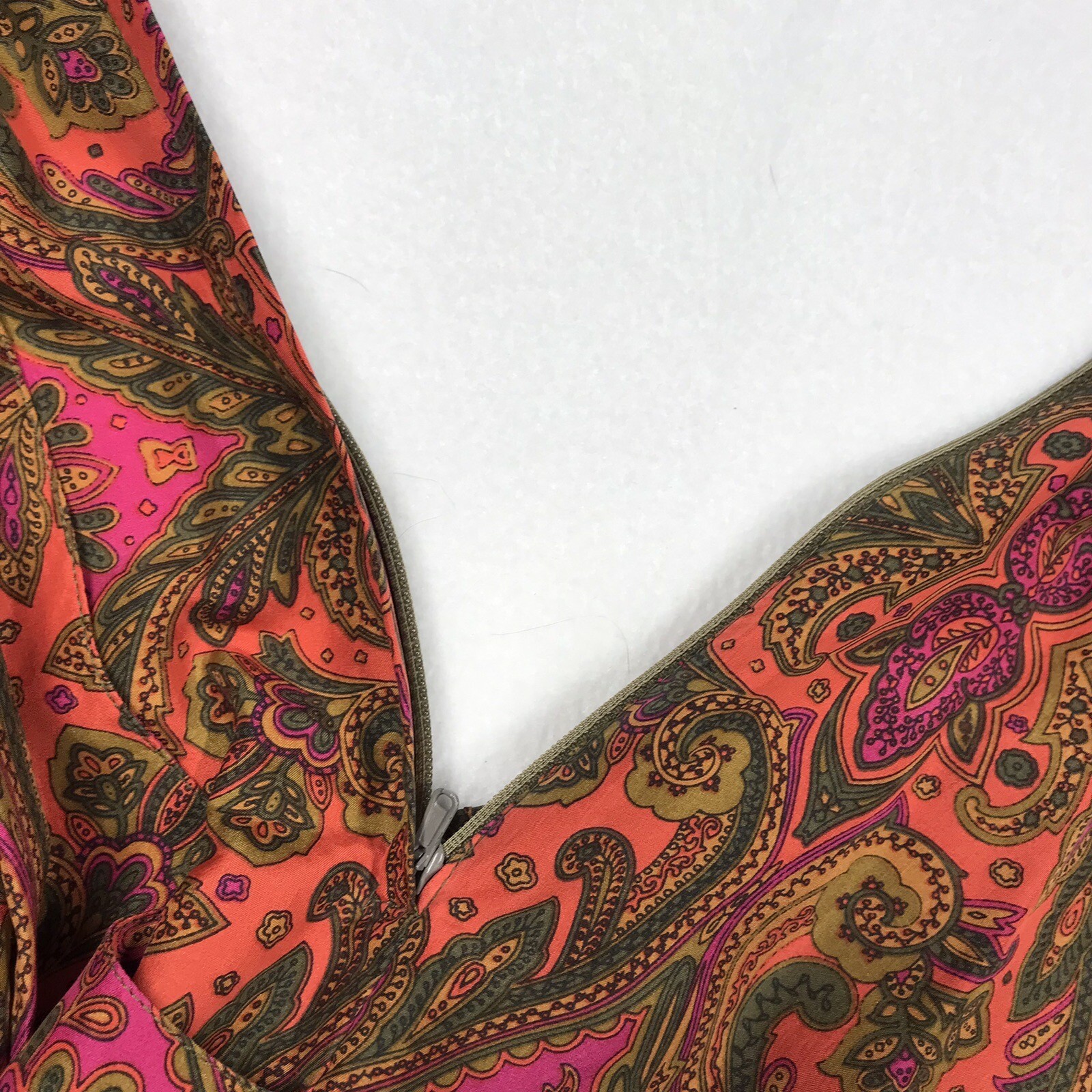 VTG Casual Corner Culotte L Silk Paisley Orange Palazzo 90s Granny Cottage Core