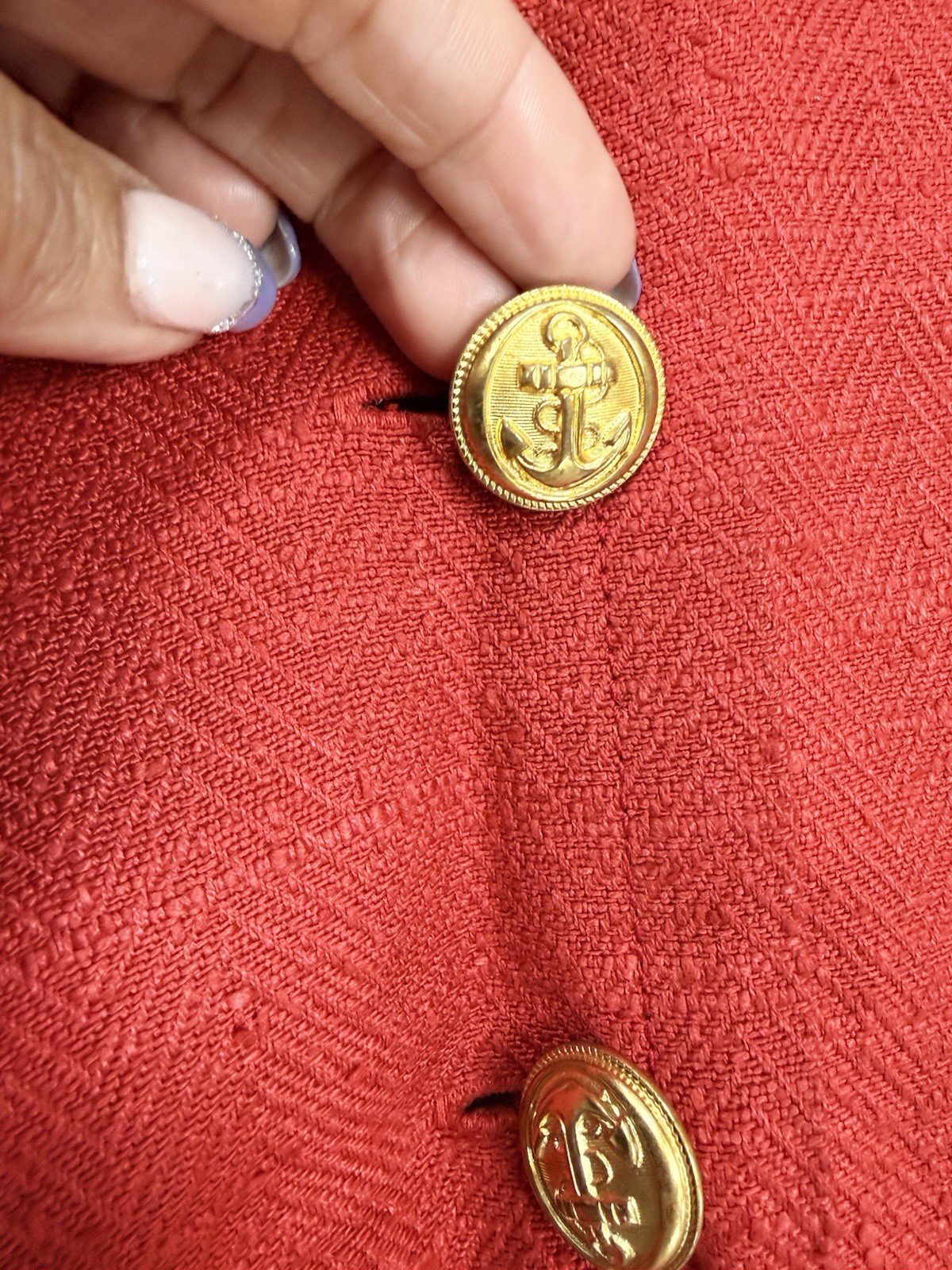 Vintage Isabelle AllardParis Red Nautical Dress AnchoGold Buttons Belted France