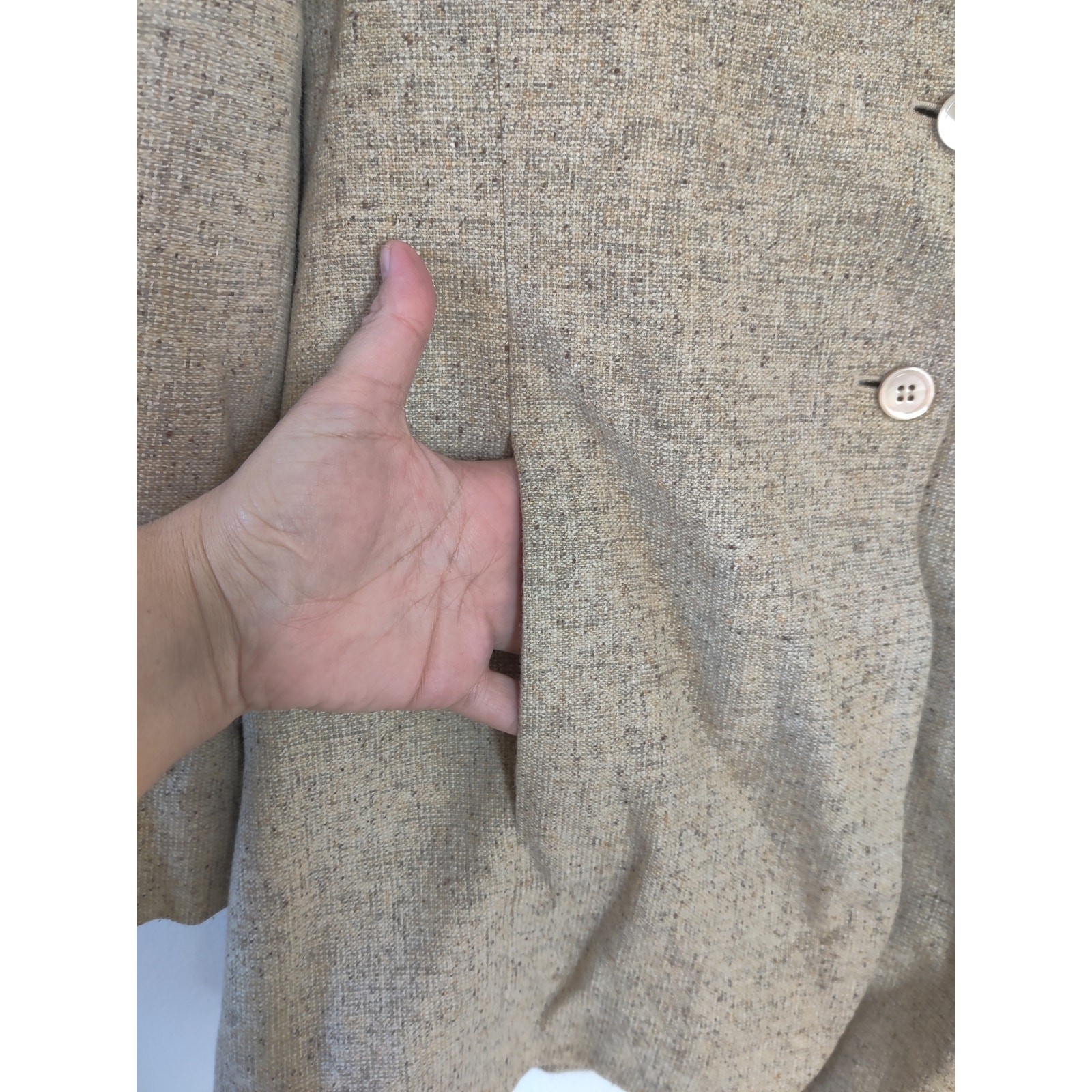 Vintage Rena Rowan Womens Tan Wool Blend Blazer & Pants Size 8/10 Suit Set Tweed