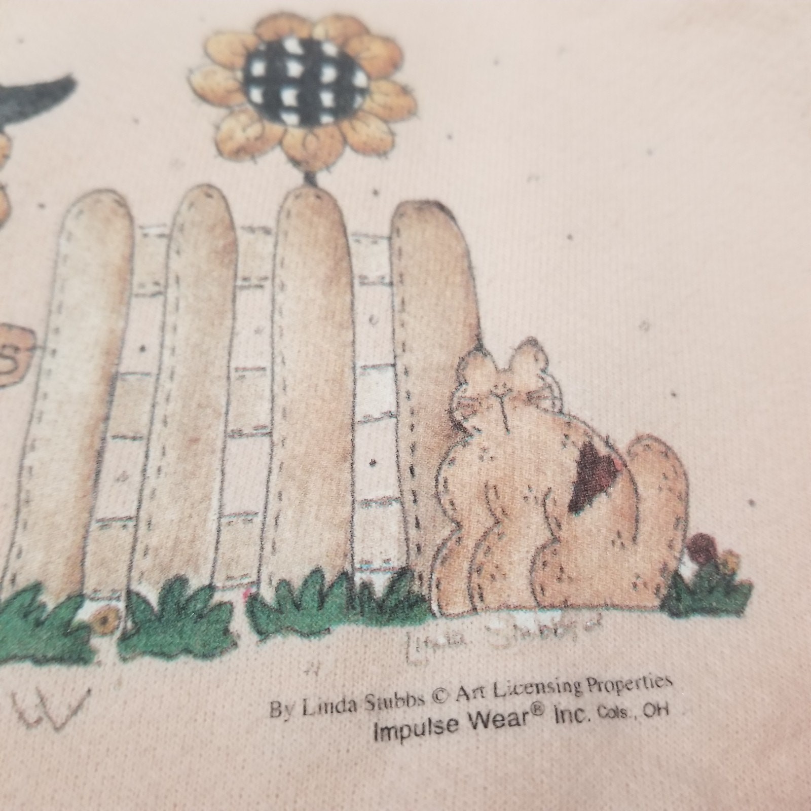 Vintage Womens Impulse Wear Sweatshirt Medium Crewneck Pink Rabbits And Plants