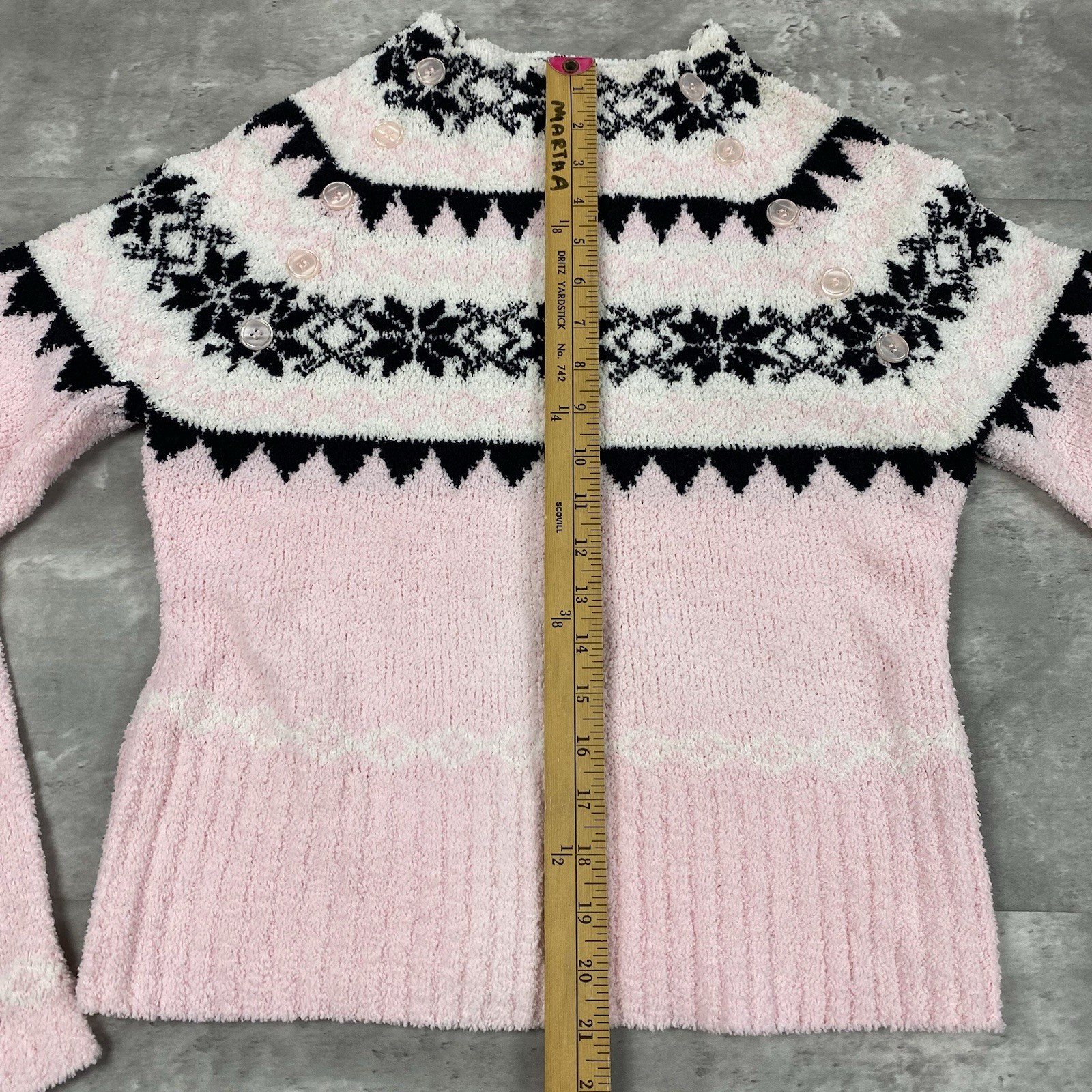 vintage Heart Moon Star fleece sweater M crop bell sleeve Rampage 90s y2k 2000s