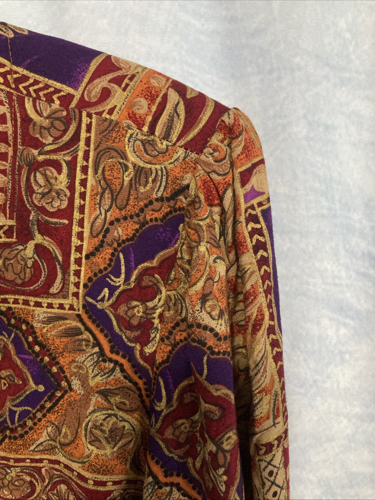 Vtg 80s 90s More Jazz Rayon Blouse Skirt Set Plus Sz 18 Tapestry Boho Floral USA
