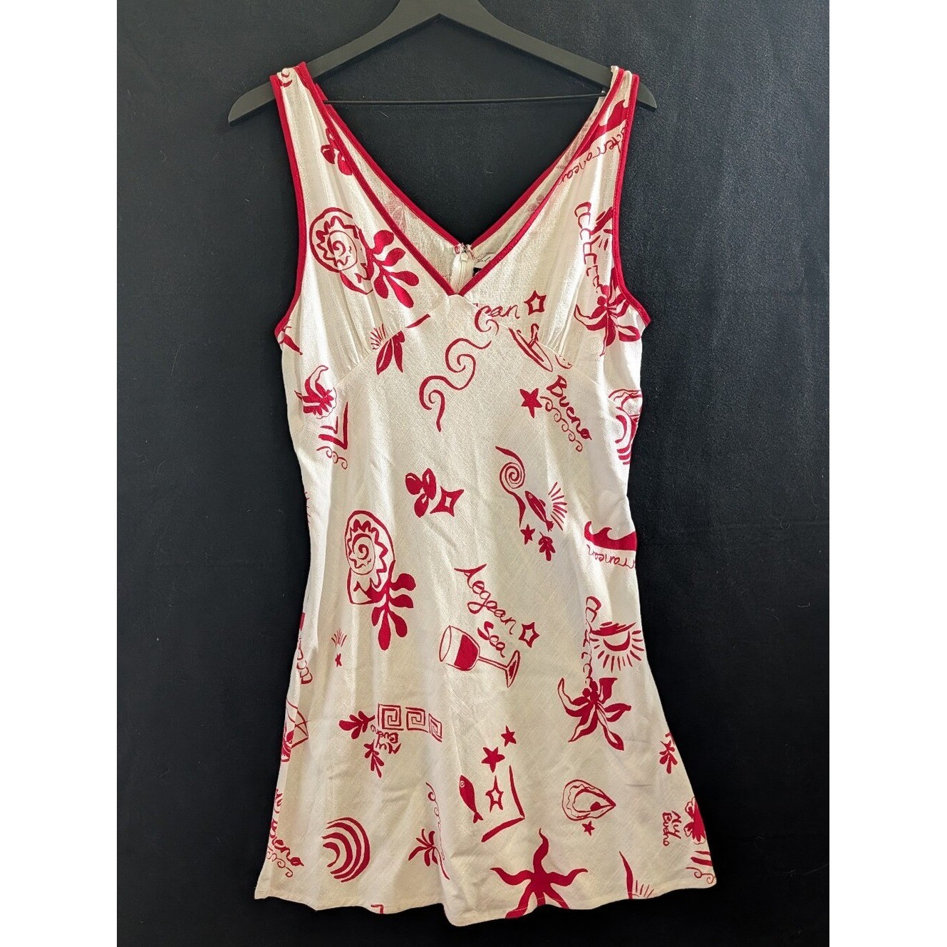 Petal + Pup NWT Biarritz Dress Large Red White Linen Blend Summer Mini Vacation