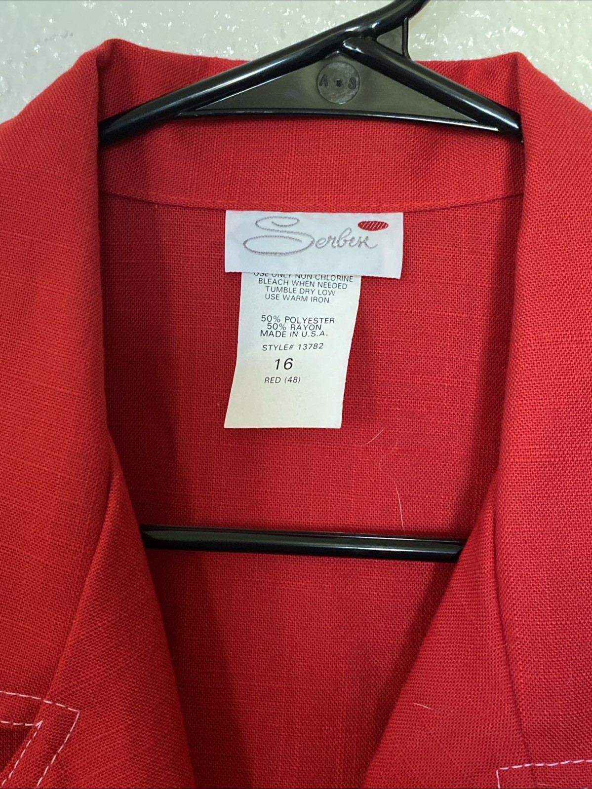 Vintage Serben Size 16 New Red Straight Line Dress Classy Linen Look Made in USA