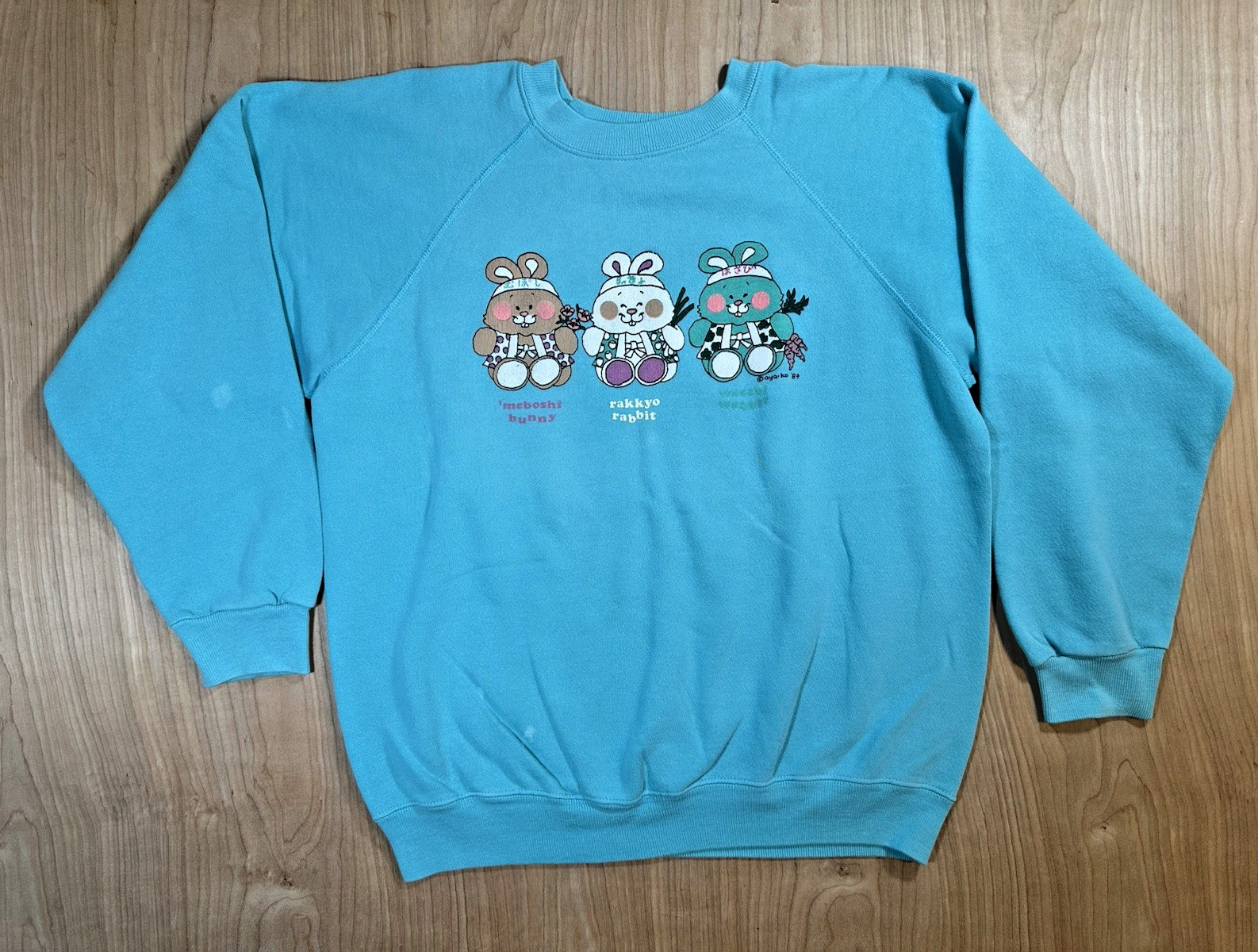 vintage 1987 japanese bunny rabbit CUTE SWEATSHIRT hanes L KAWAII aya-ko MOCHI