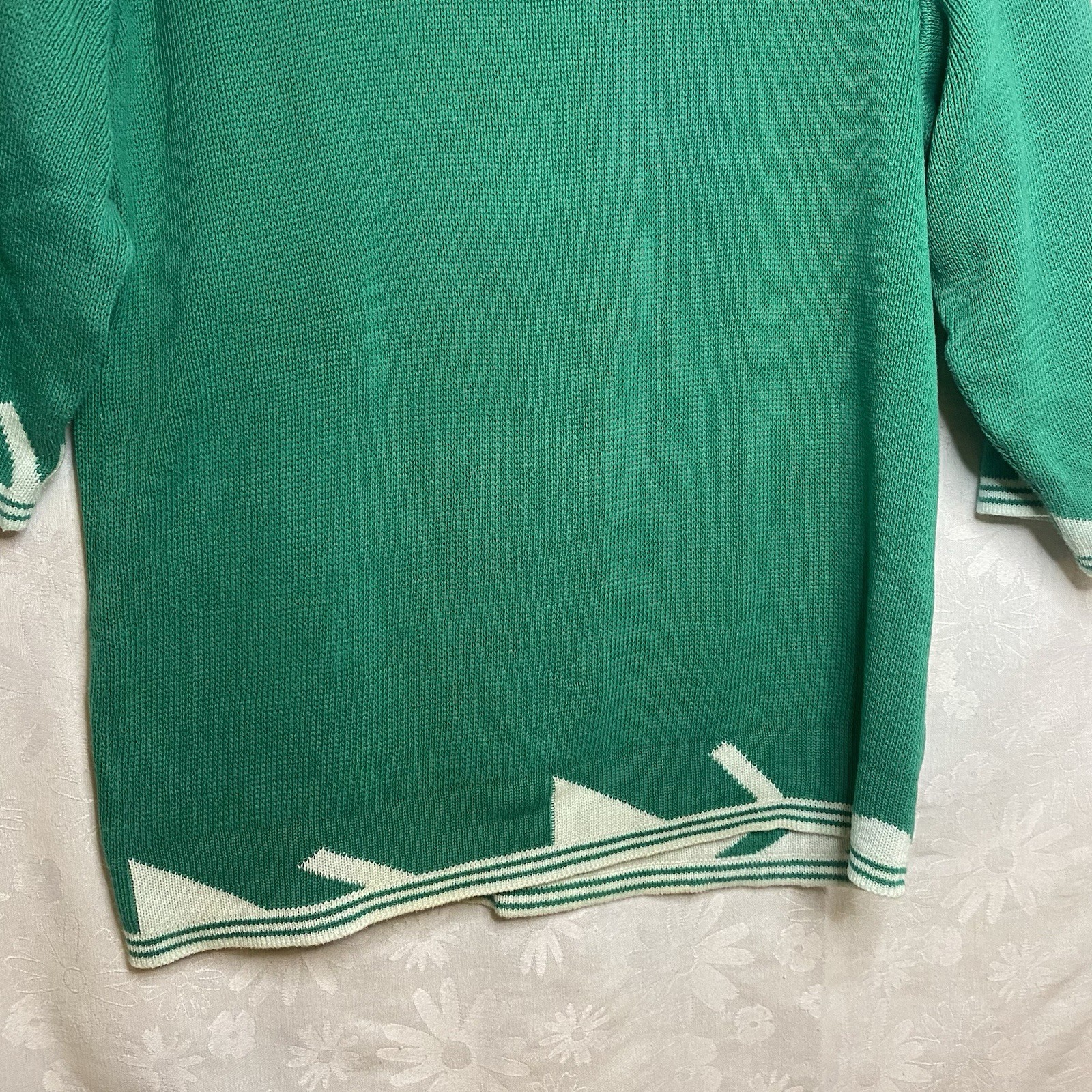 Vintage Aileen Cotton Knit Tunic Sweater Top Retro Midmod MCM Style Holiday Sz M