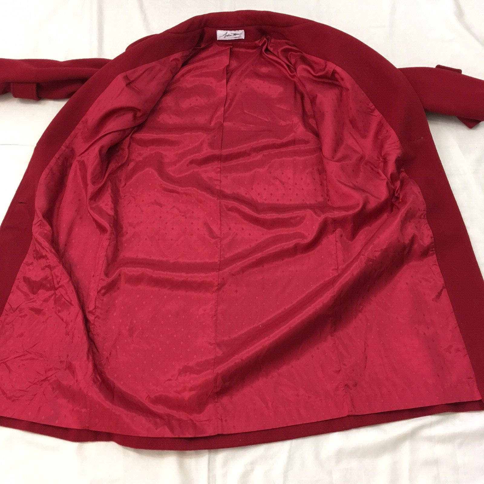 Andrea Marin sz 10 Red Avant Garde USA Made Vtg 80s Lined Wool Maxi Coat