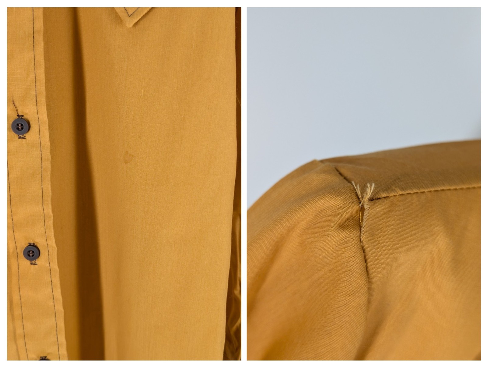 Ant Hill Vintage 70s Shirt Dress S NOS Mustard Yellow Dagger Collar Disco USA