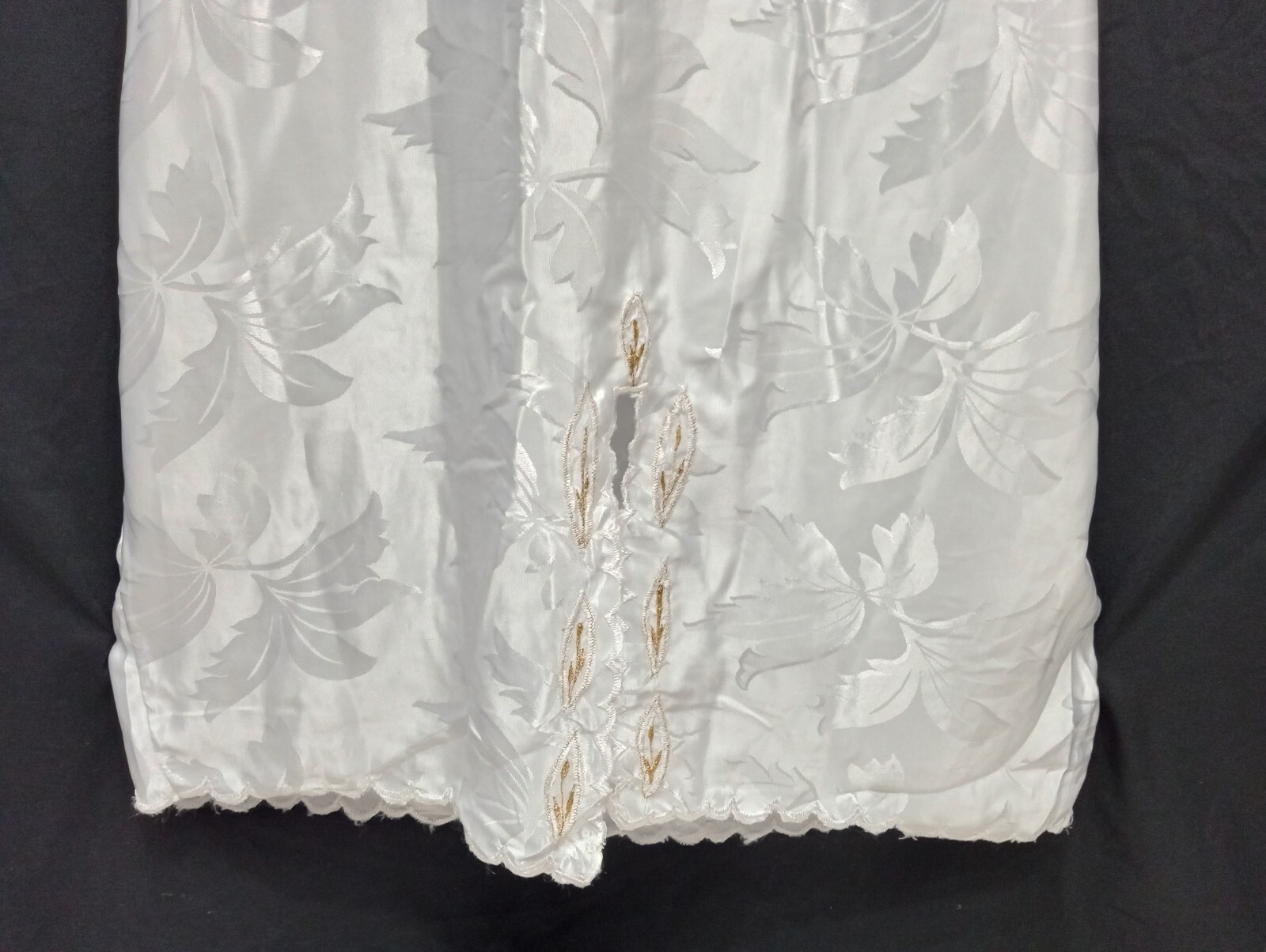 Y2K white satin women’s gold Beaded Sequined long evening soiree dress