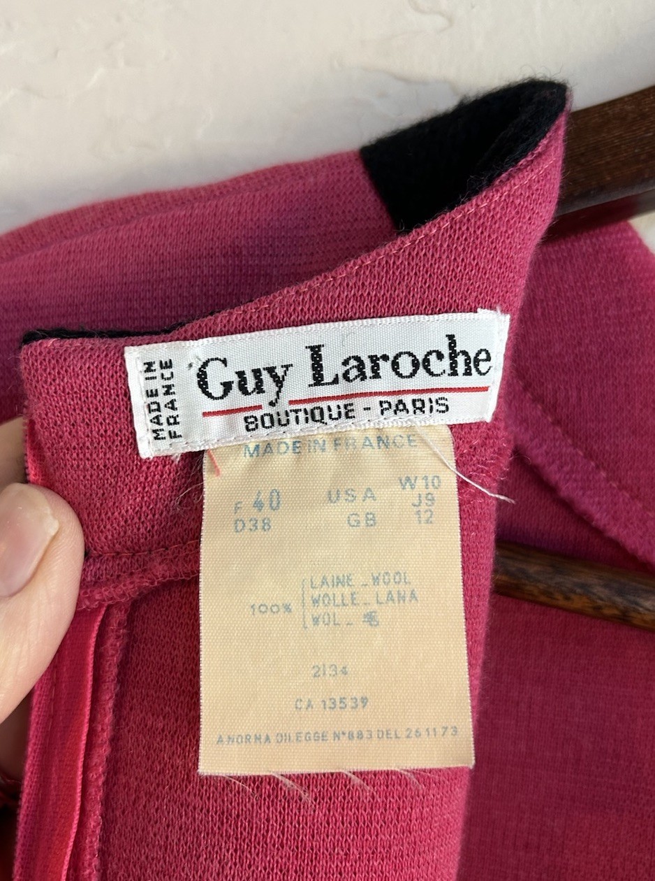 Vintage 1970s Guy Laroche Paris Mod Colorblock Wool Shift Dress FR 40 10 US