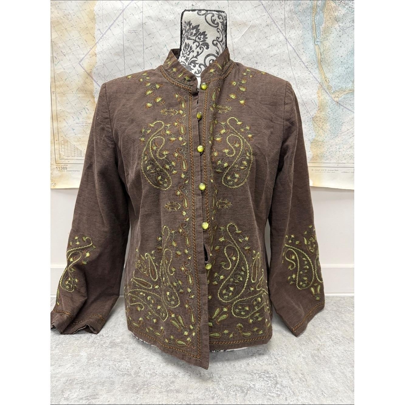 Vintage Y2K Silk Land Embroidered Silk Jacket