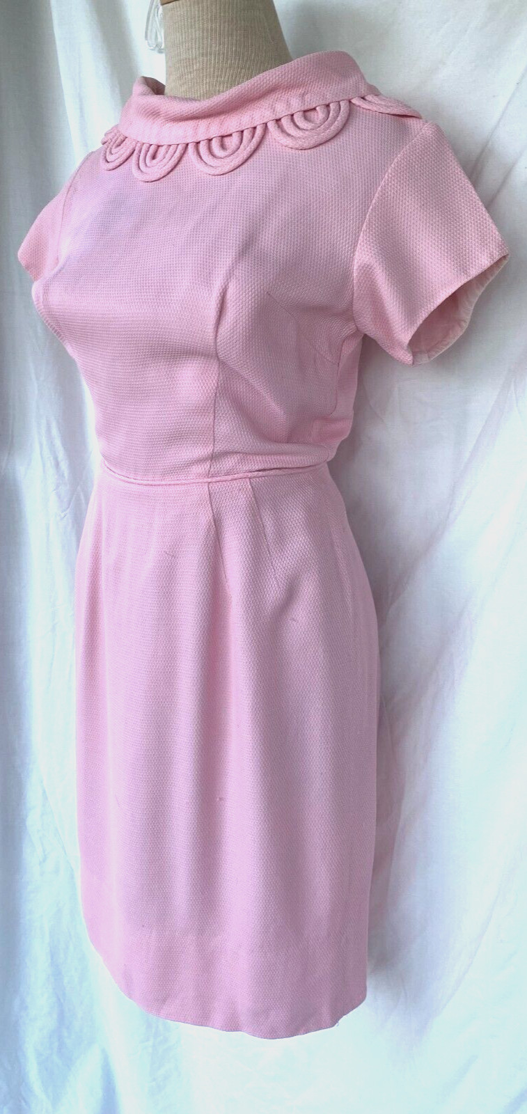 VTG 50s 60s..SABA..COTTON..LIGHT PINK..BOMBSHELL..DRESS..sz S / M