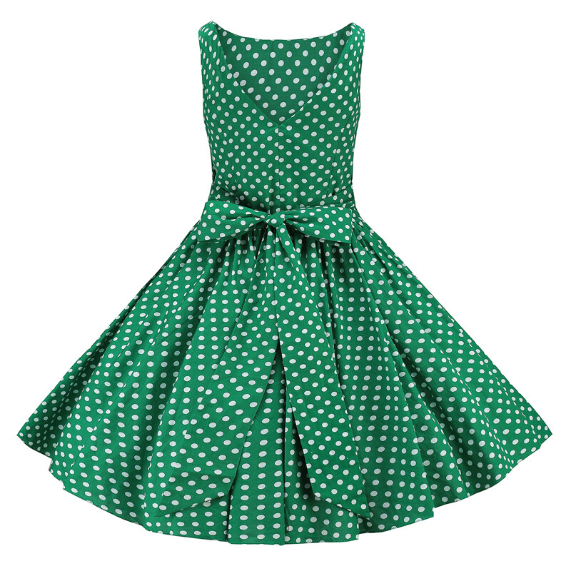 Retro Rockabilly 50s 60s Swing Vintage Dress Casual Print Floral Polka Dot Dress