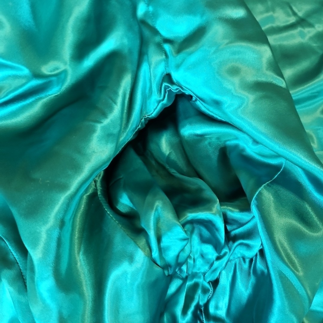 Vtg 50s Green Heavy Embroidered Floral Asian Silk Robe/Evening Jacket Chest 44