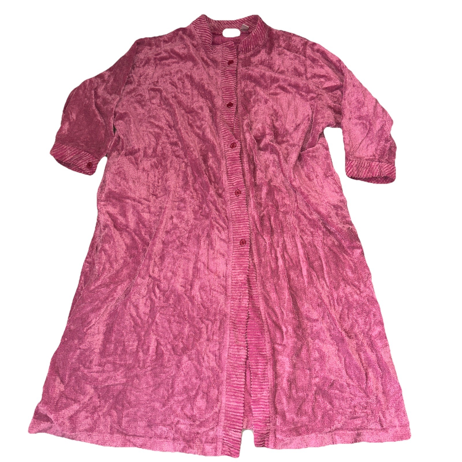 Vtg Comfort Choice Robe House Coat Terry Cloth Button Down Women’s 5 XL Pink
