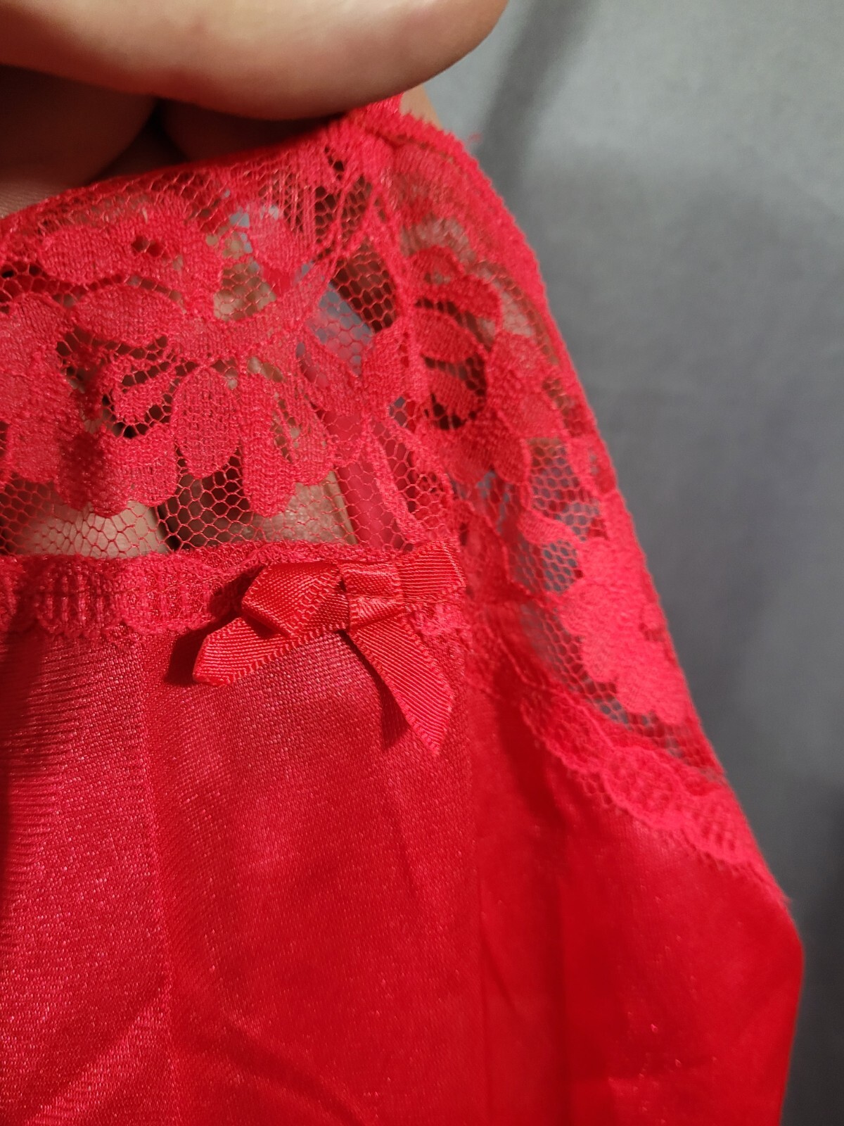 VTG Usa Stroke of Midnight Sheer Red Lace Layered Lingerie Night Gown Robe Sz M