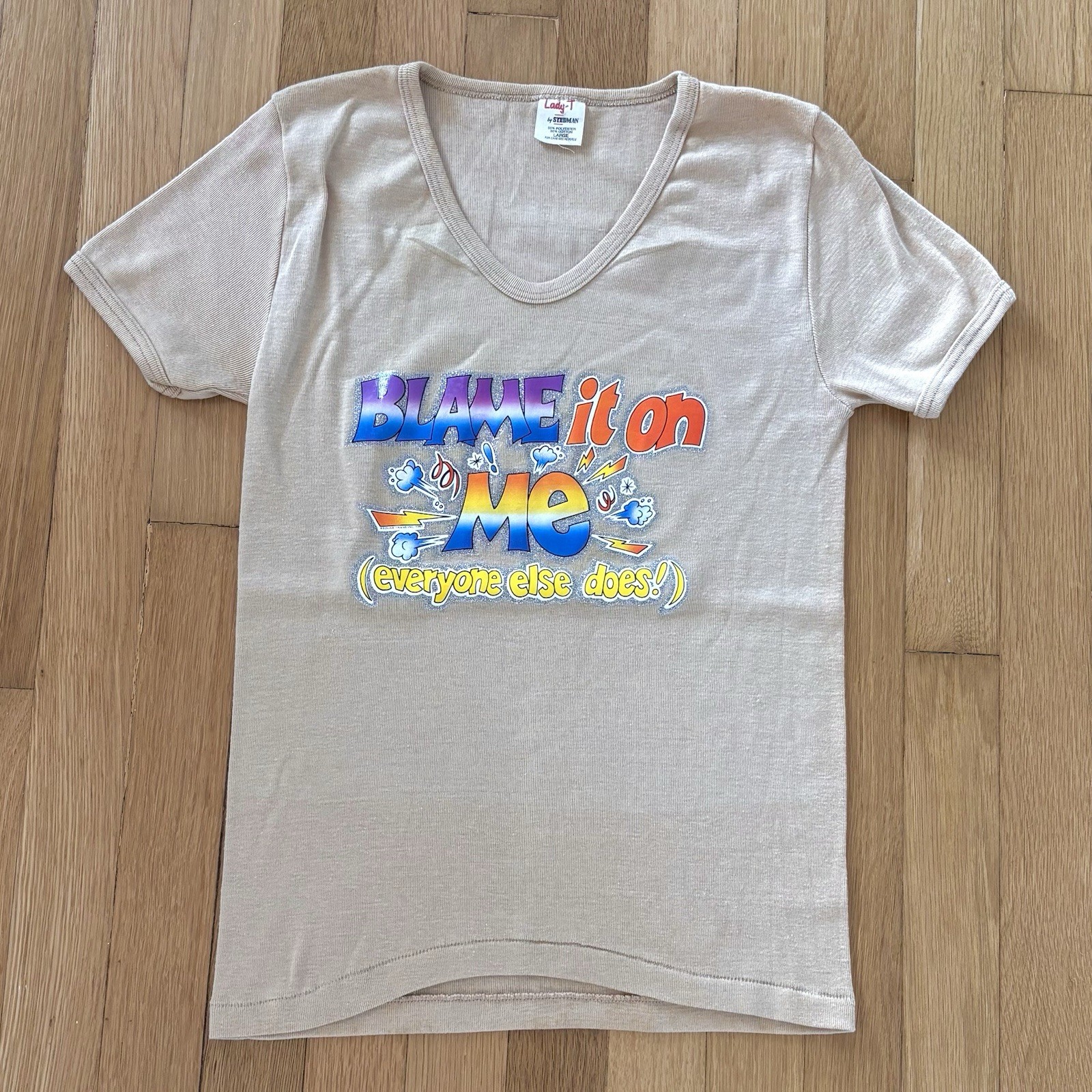 Vintage 1980s Womens Graphic Humor Tee Single Stitch Made In USA Stedman