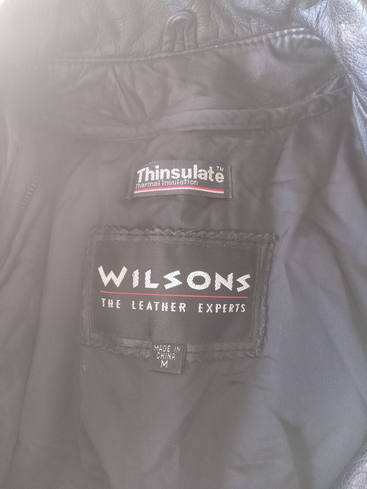 Size M, Wilsons Thinsulate 3M Thermal Insulation Black Leather Jacket, Woman’s