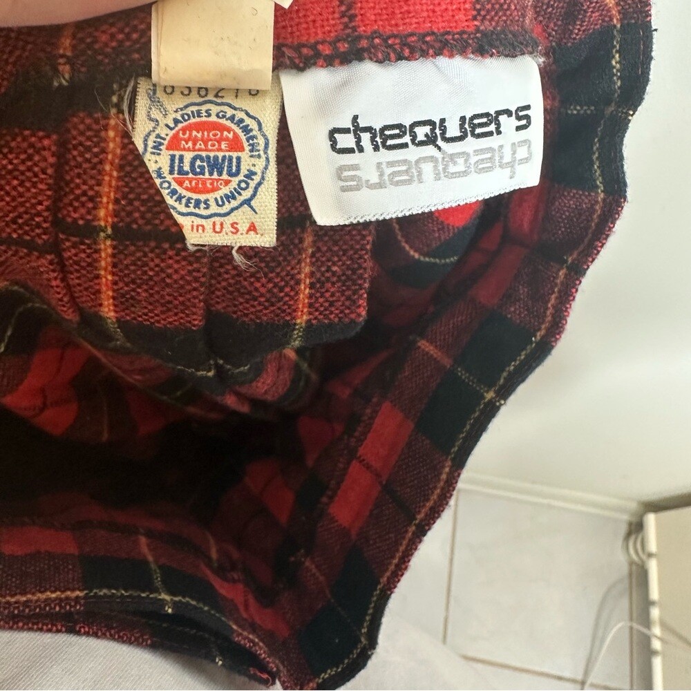 Vintage 70s ILGWU Tartan Plaid Pleated Double Buckle Kilt Skirt