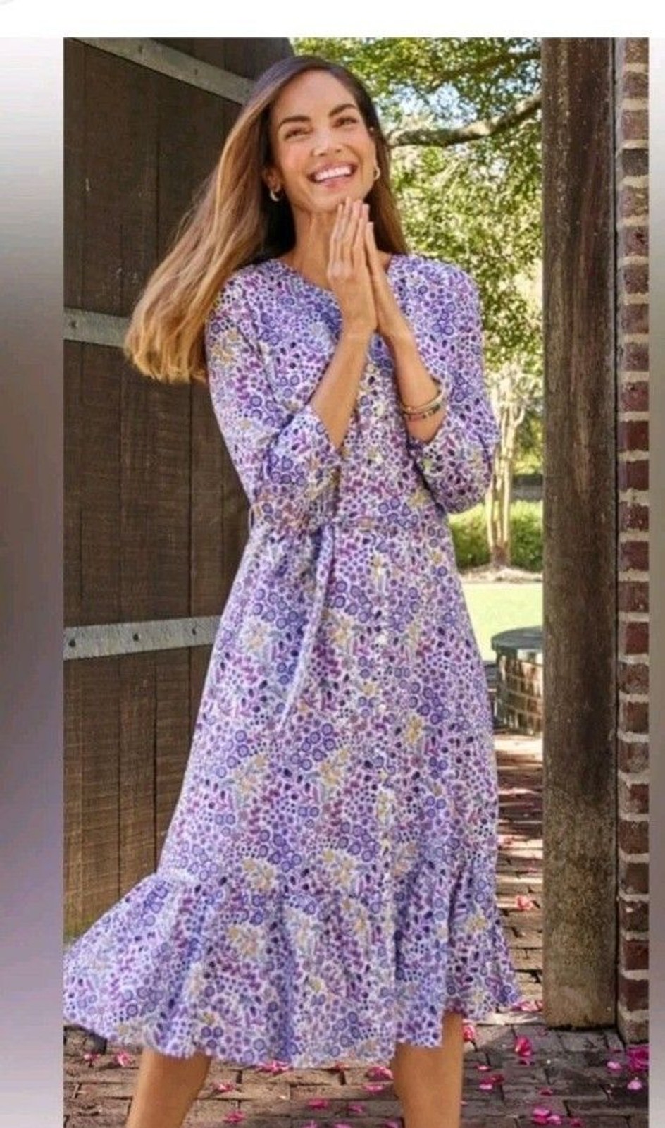 Talbots Women’s Floral Swing MIDI Shirt Dress Size 12 Petite Lined