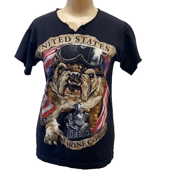 Vintage cutoff United States Marine corpse graphic T-shirt small bulldog diy tee