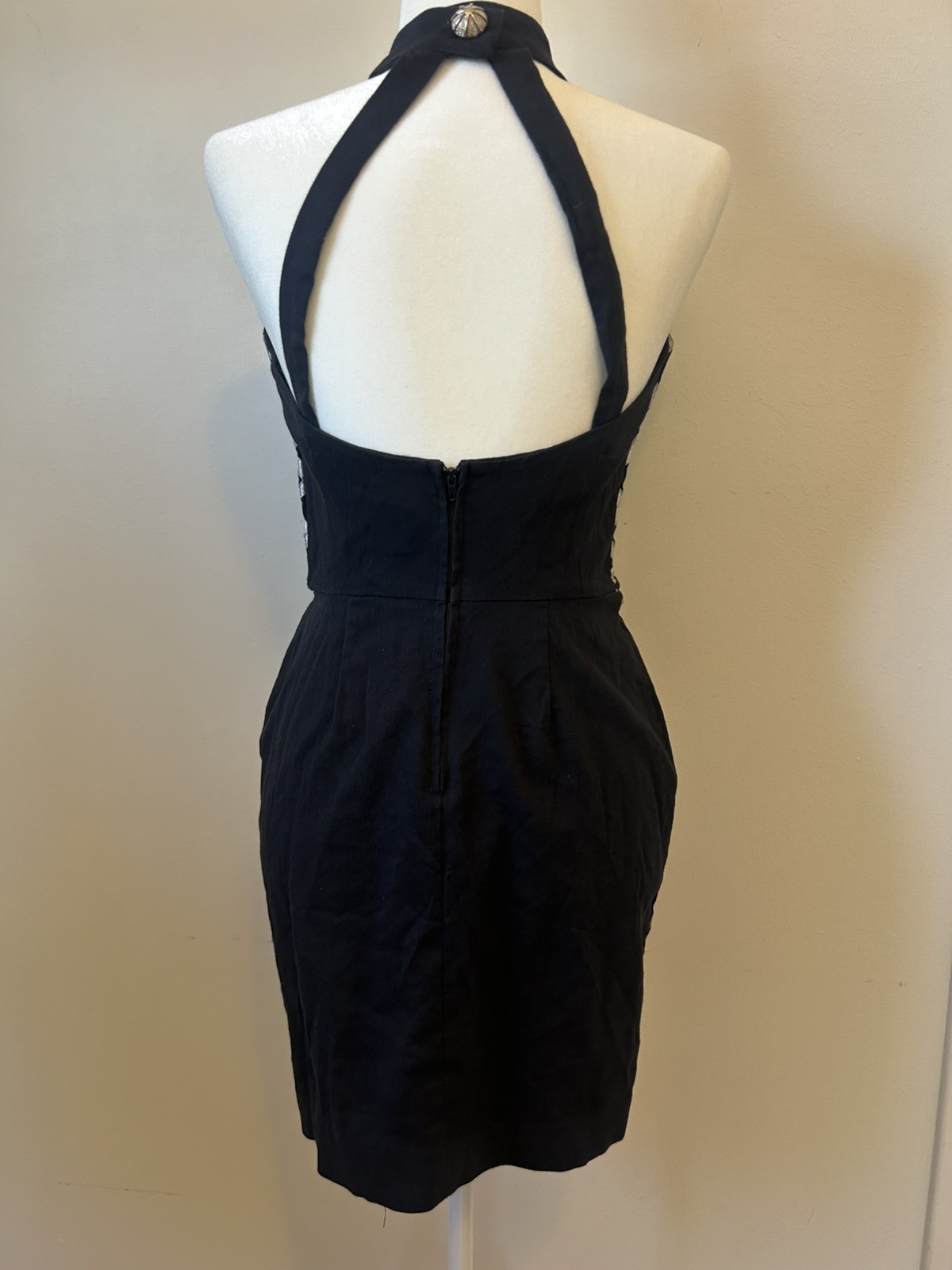 Vintage 80s/90s Private Club Studded Embellished Bustier Halter Bodycon Dress