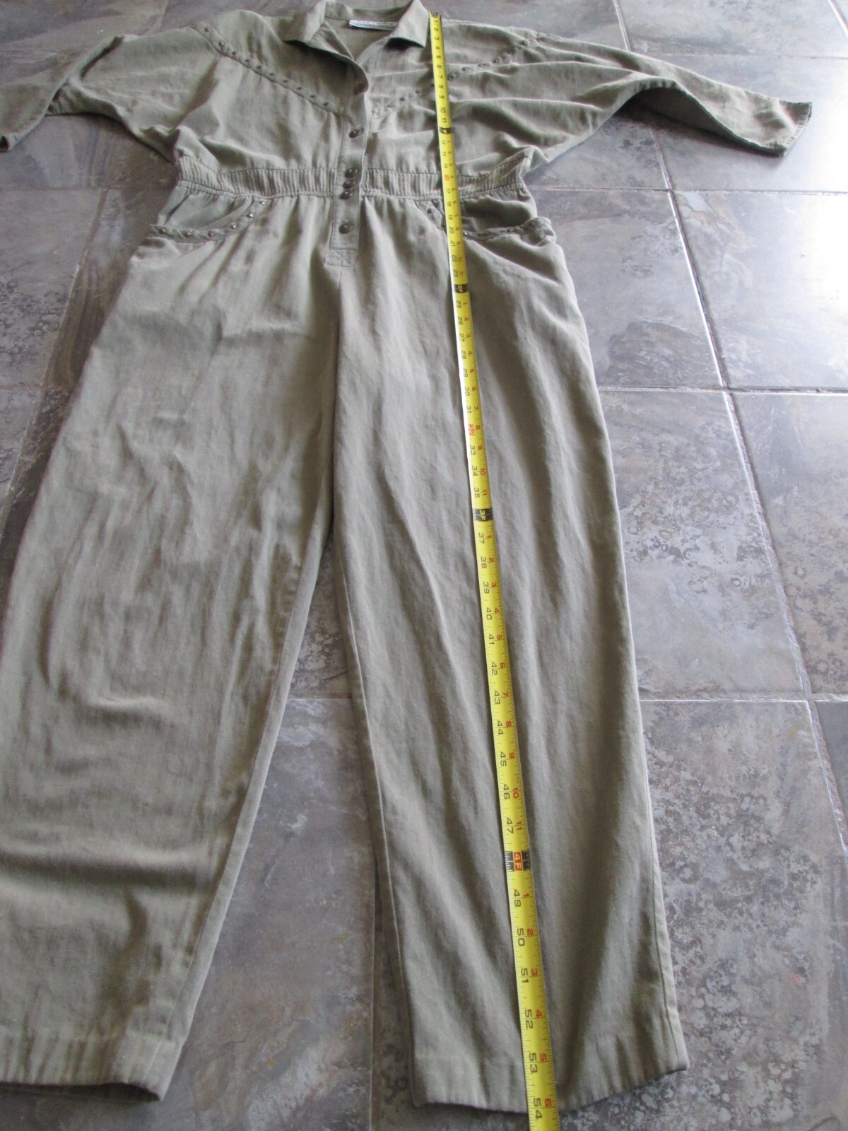 Vintage Joan Walters Petites Jumpsuit 12 32×25 Medium Large High Green Romper