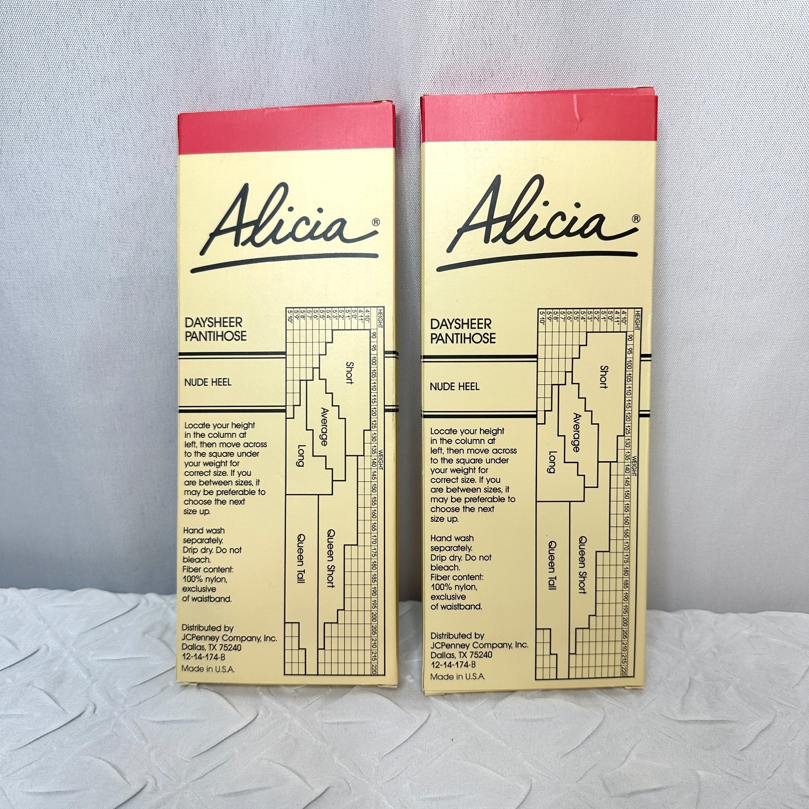 Vintage Alicia Daysheer Pantyhose Lot of 2, Queen Short Reinforced Panty and Toe