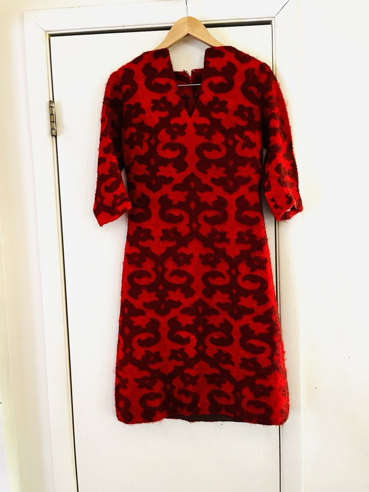 VTG 60s Retro Wool Mod Twiggy Madmen Handmade Metal Zip Dress S