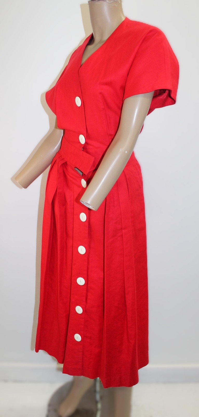 Ambria Vintage Red Button Front w Large White Buttons Dess Size 8P