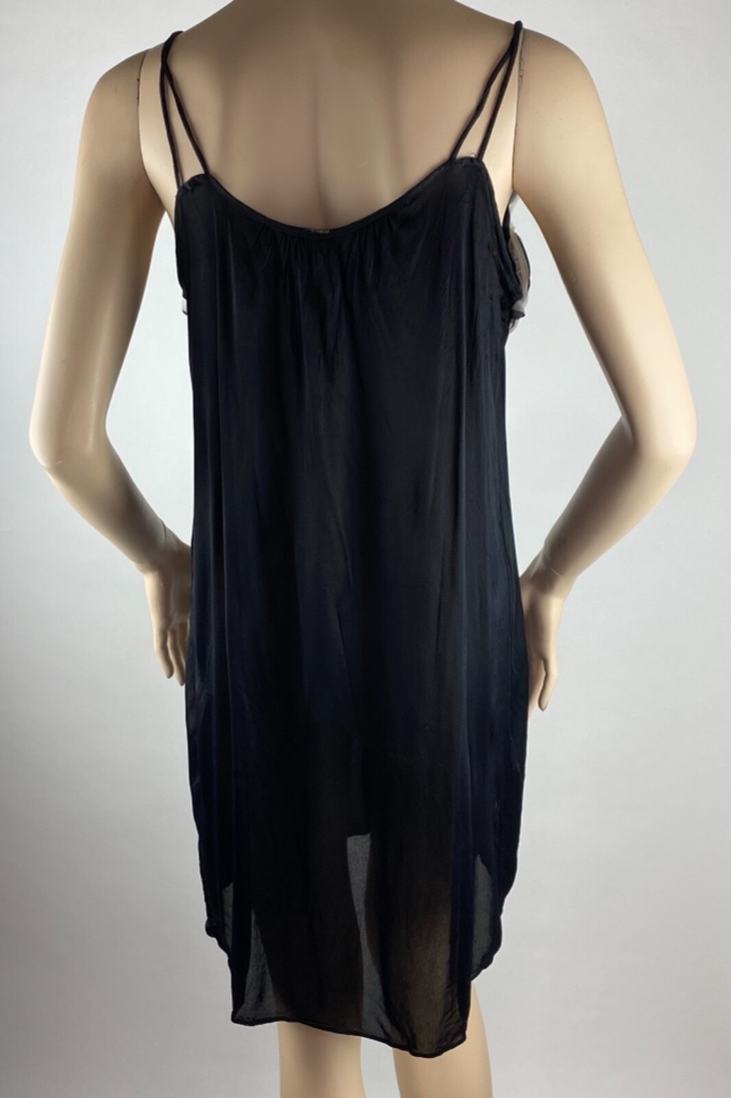 Vintage Movie Star Black Babydoll Nightie Semi Sheer Nightgown Medium USA 🇺🇸