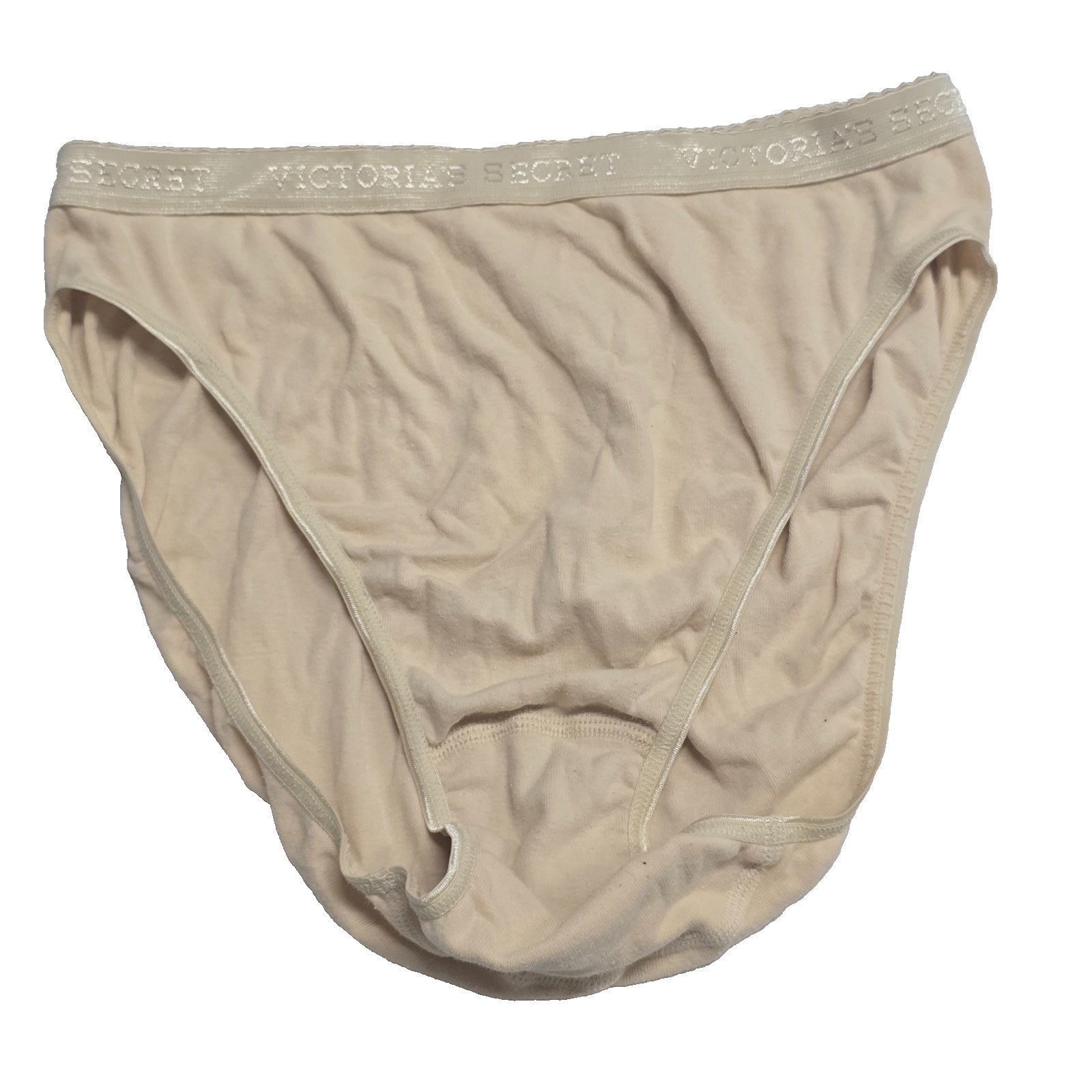 Y2K Victoria’s Secret vintage cotton high Leg brief panties L Taupe 2003 READ